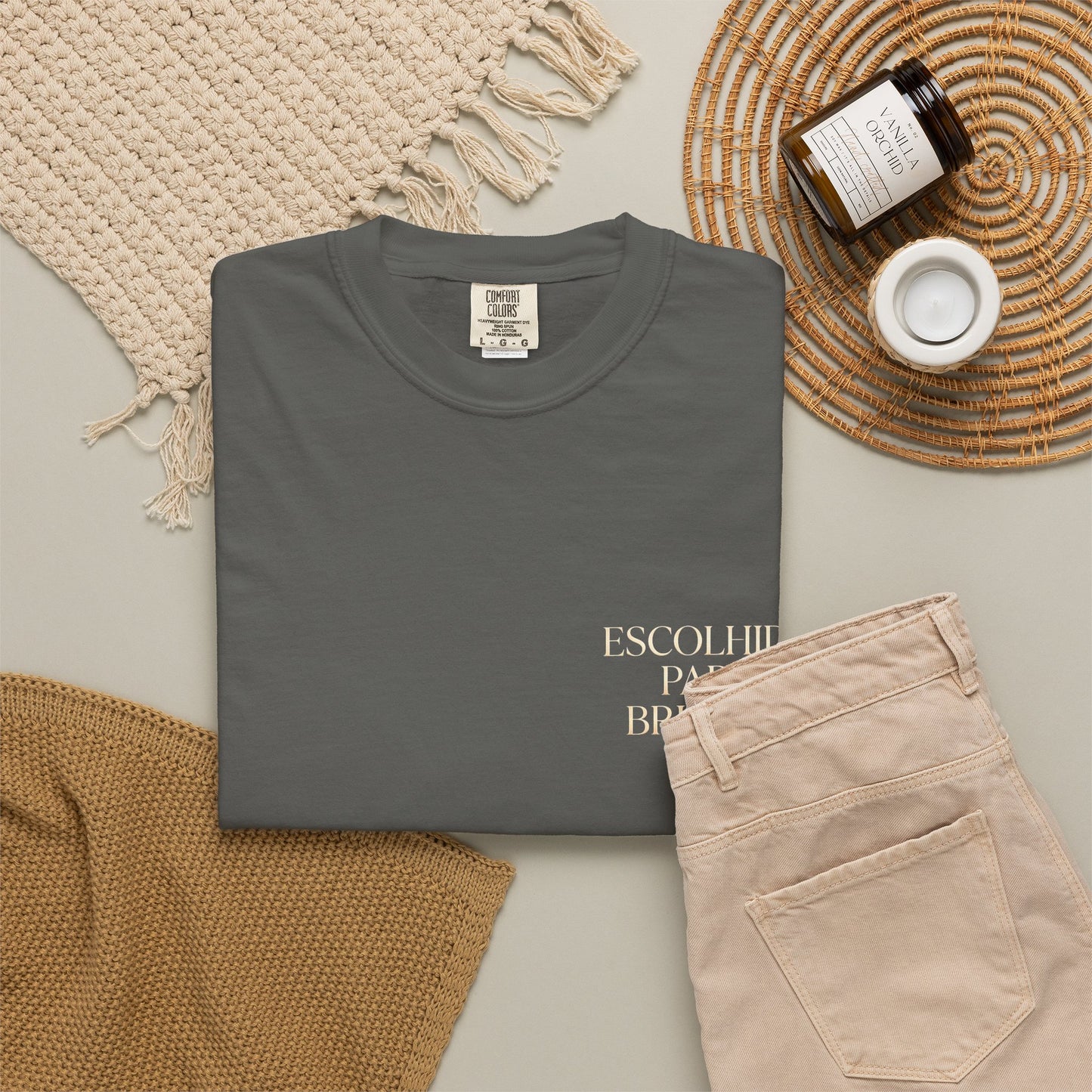 T-shirt tingida em peça "Escolhida Para Brilhar"