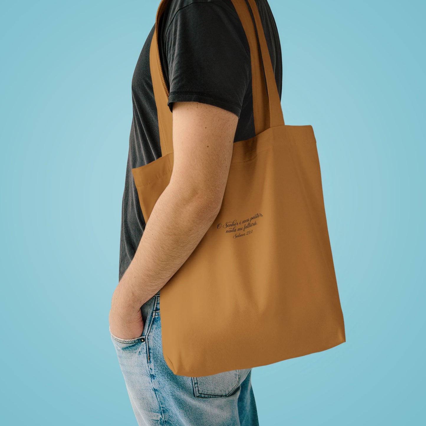 Bolsa Tote de Algodão Preto — “O Senhor é o Meu Pastor” | Salmos 23:1