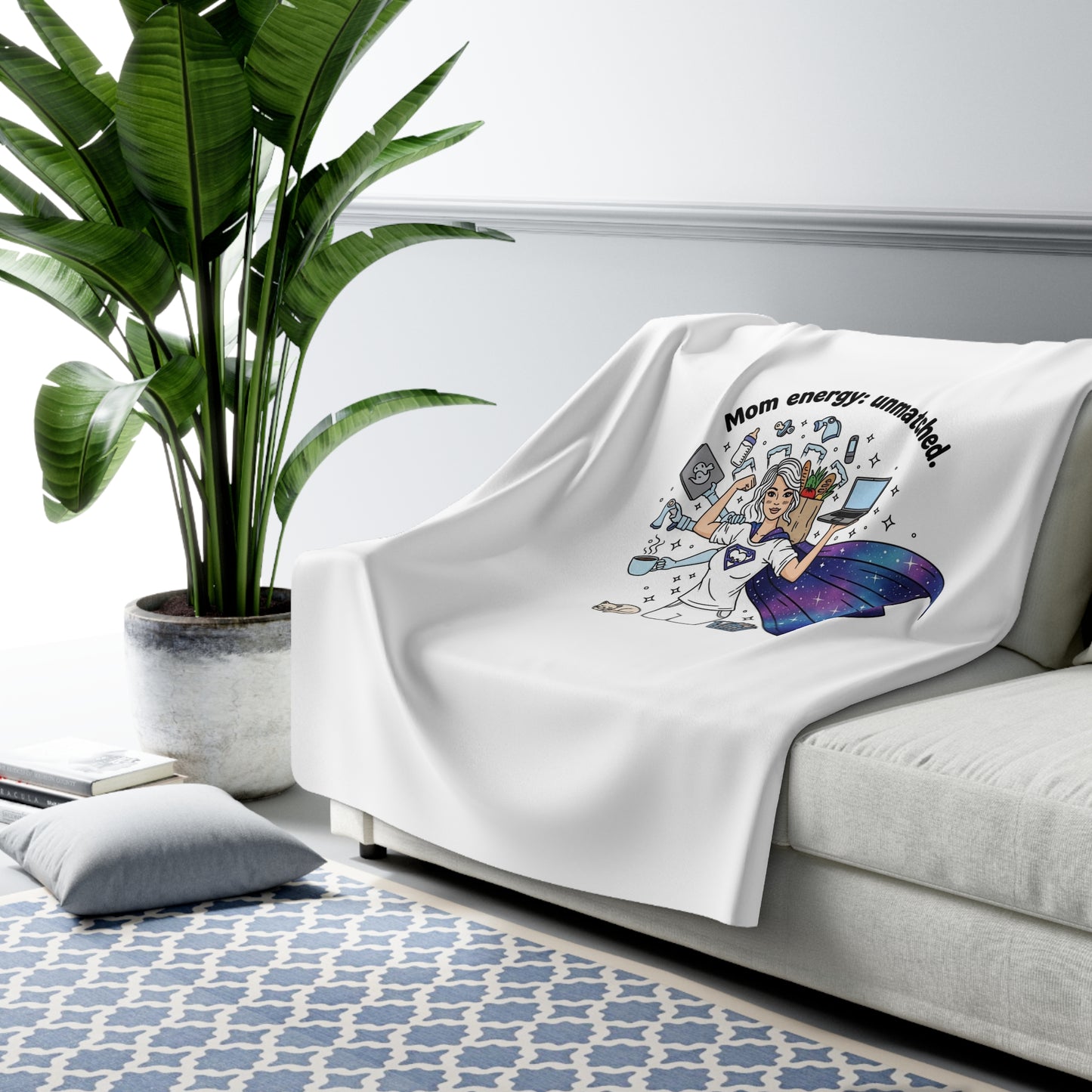 Mom Energy: Unmatched Sherpa Fleece Blanket — Cozy Mom Throw