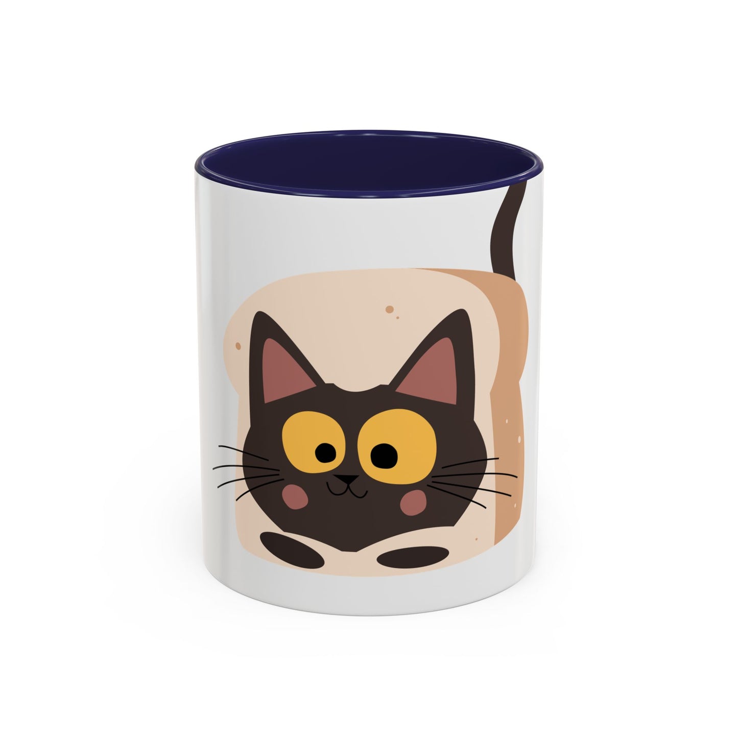 Cat in Toast Accent Coffee Mug – Cute Black Cat Breakfast Mug (11/15oz)