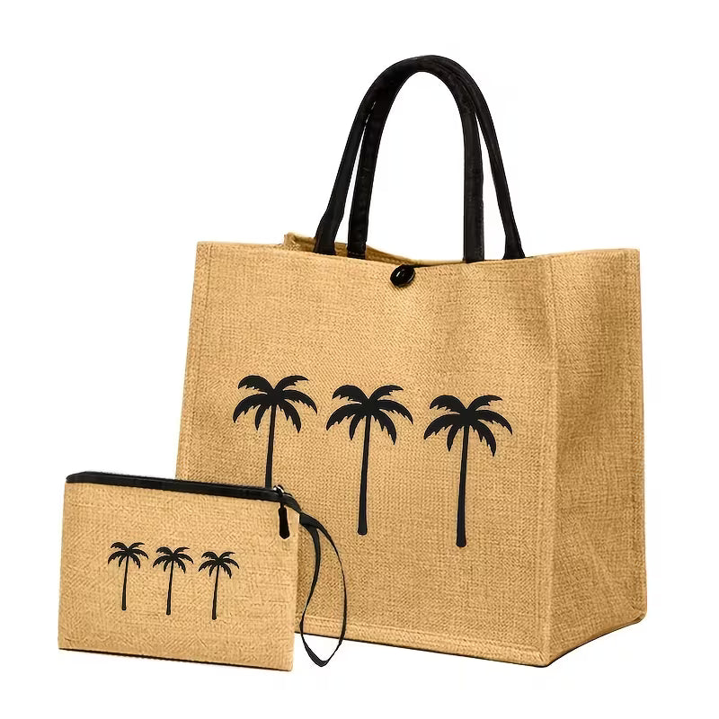Women's 3-Piece Animal Print Beach Bag Set | Sun Hat, Tote Bag & Handbag Combo