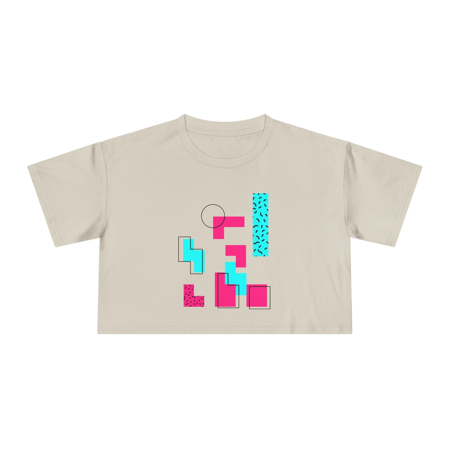 Retro Geometric Crop Tee — 80s Memphis Pattern Women's Top