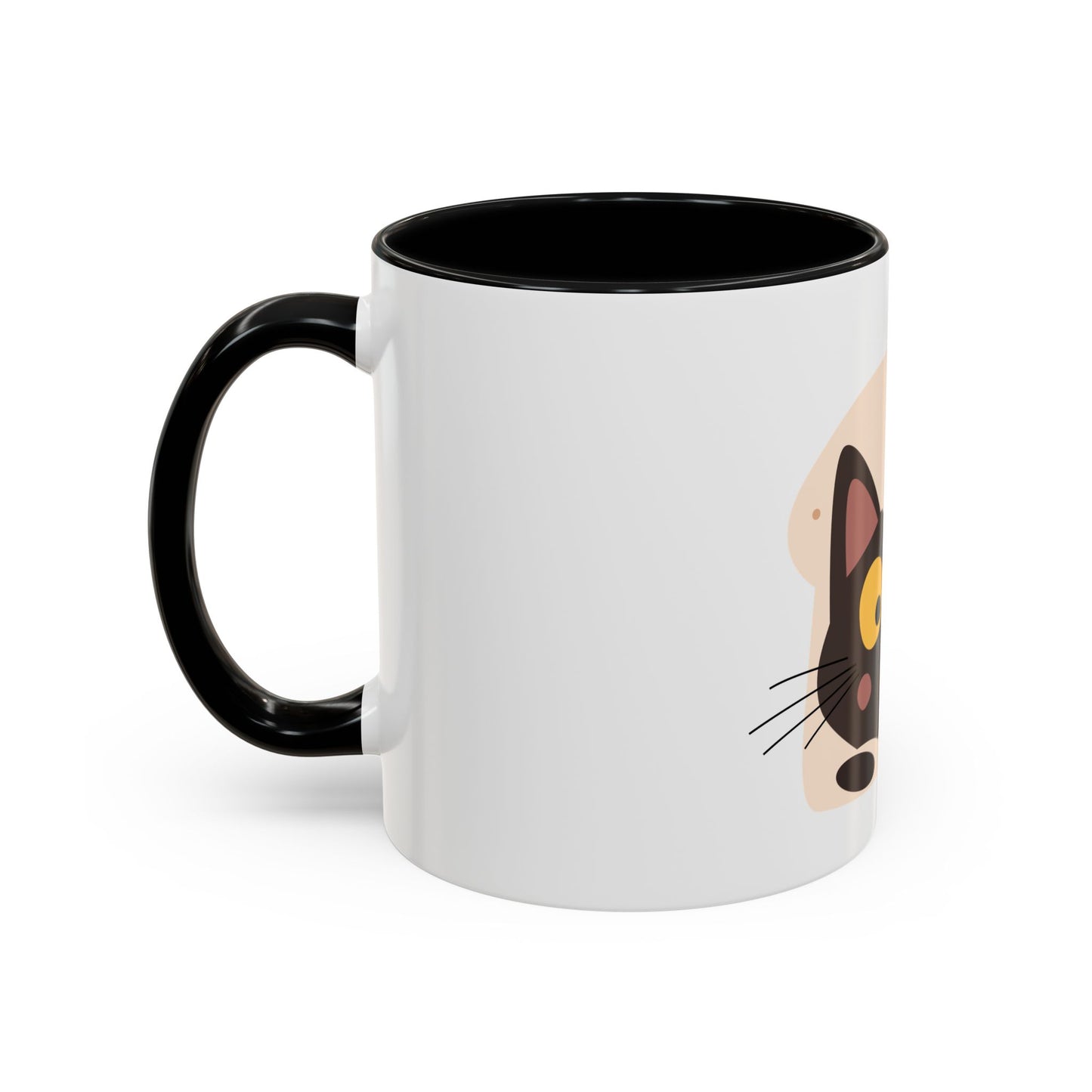 Cat in Toast Accent Coffee Mug – Cute Black Cat Breakfast Mug (11/15oz)