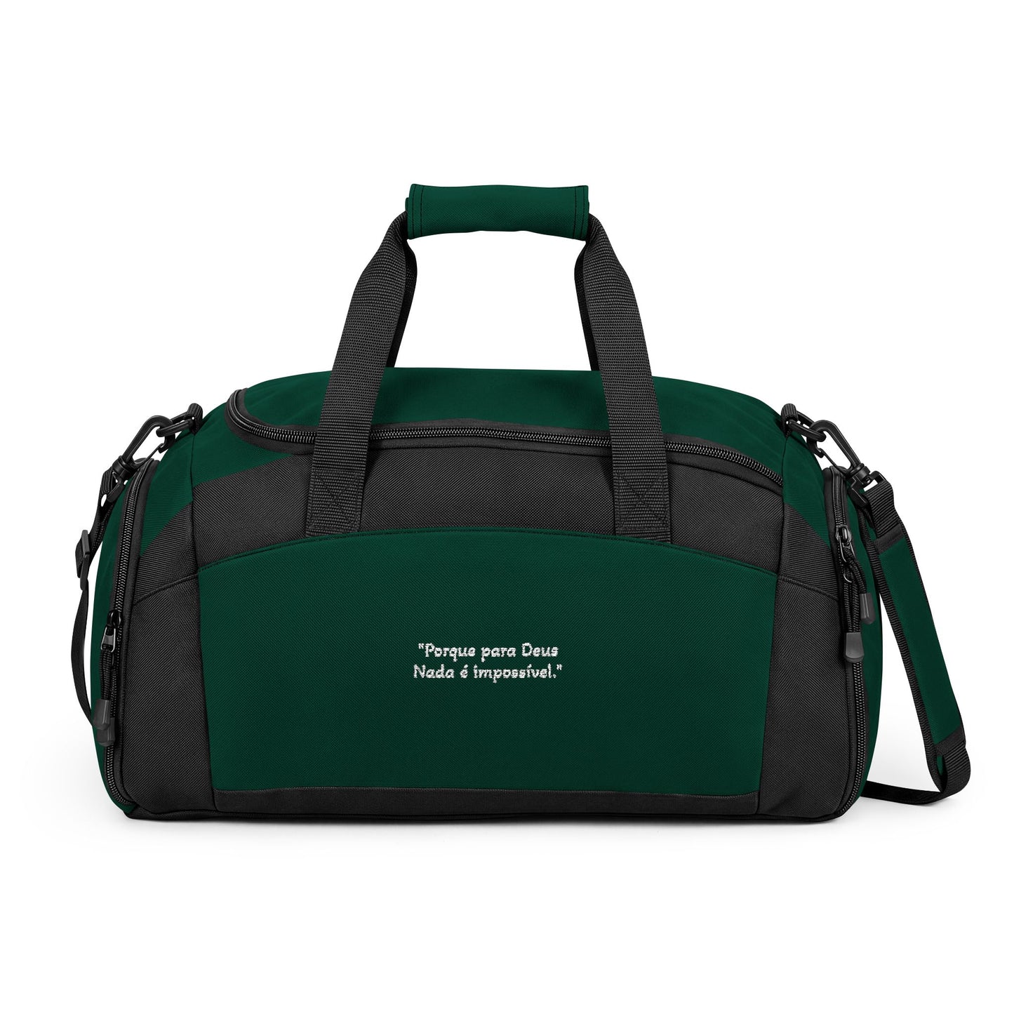 Bolsa de Academia Bordada – "Porque Para Deus Nada é Impossível"