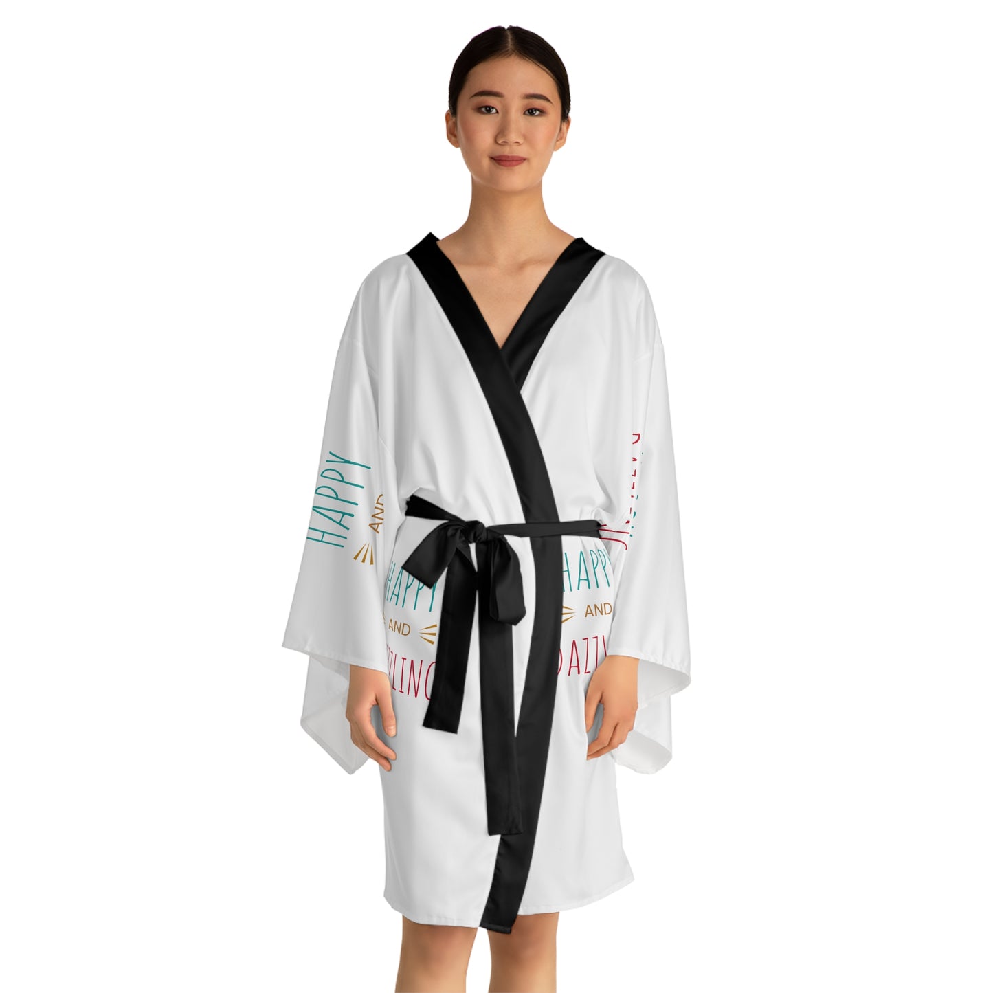 Kimono Robe — "Happy and Dazzling" Lightweight Long-Sleeve Lounge Wrap