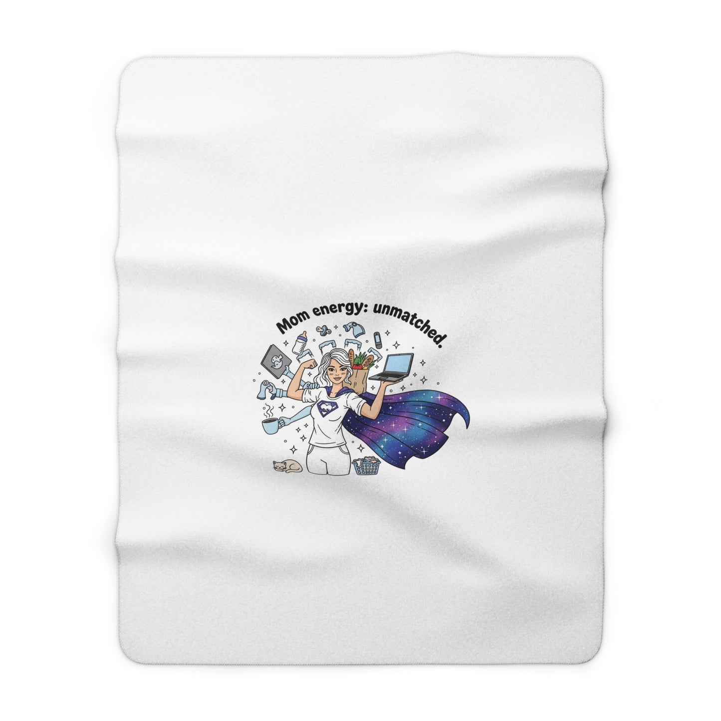 Mom Energy: Unmatched Sherpa Fleece Blanket — Cozy Mom Throw