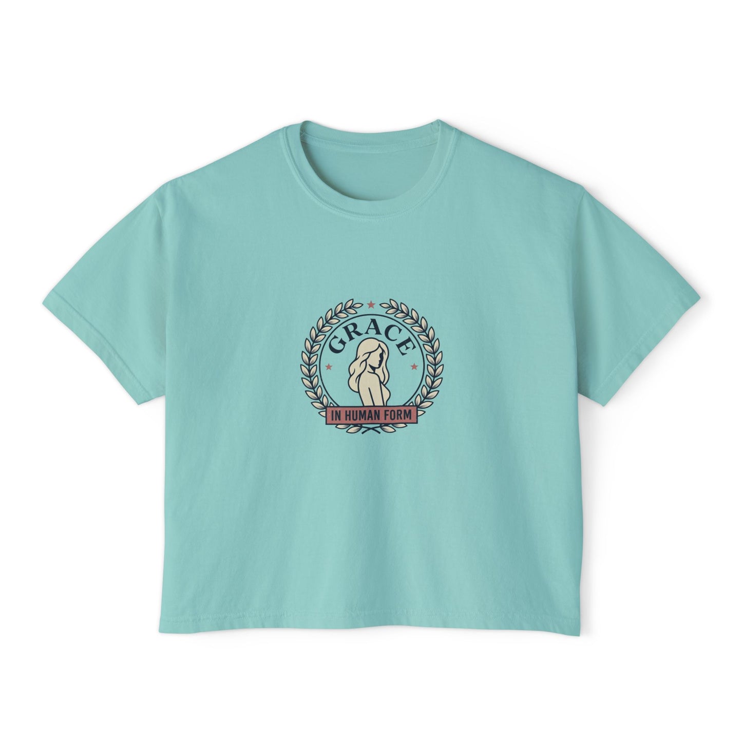 Grace Floral Boxy Tee — "Grace Is Human Form" Graphic