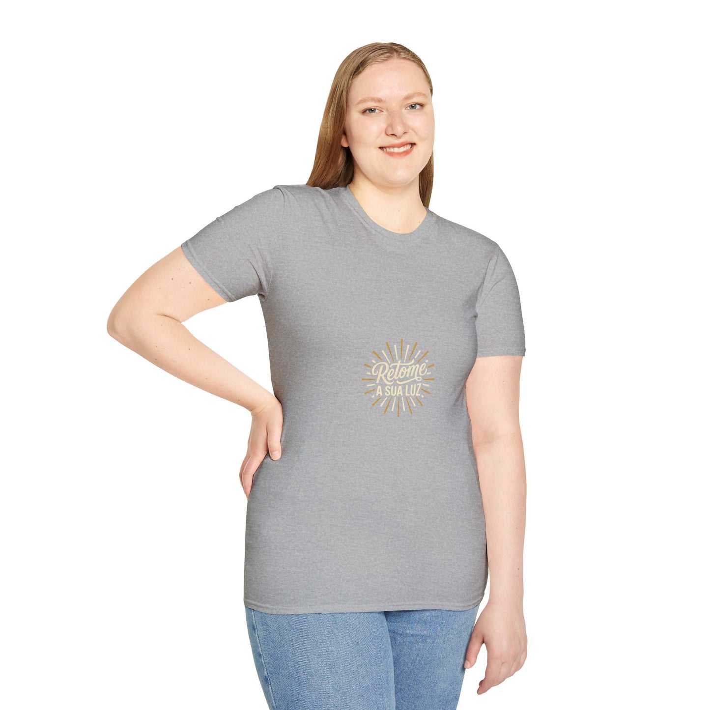 Camiseta — "Retome a sua luz" (Estampa Sunburst)