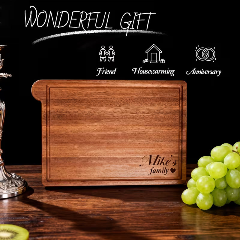 Personalized Sapele Wood Cutting Board | Custom Engraved Kitchen Chopping Board