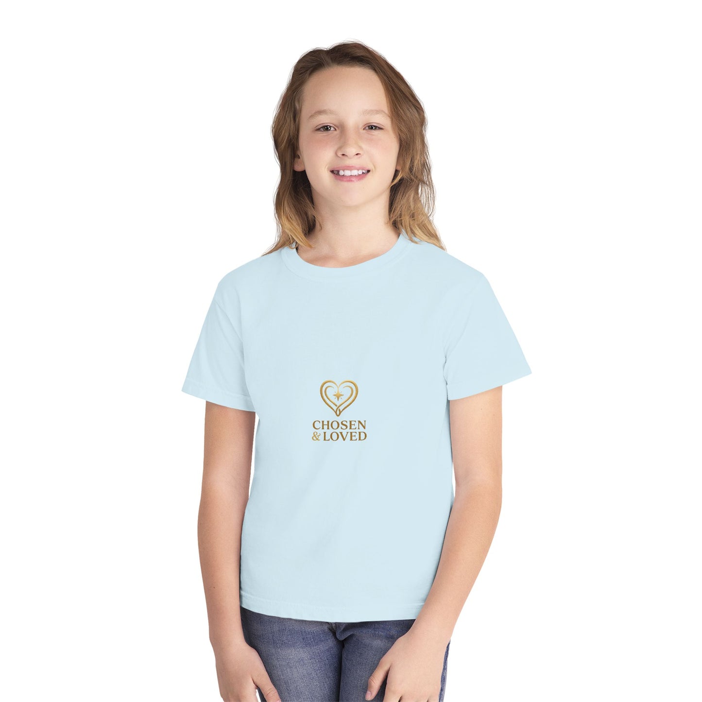 Youth Tee - "Chosen & Loved" Heart Design (Christian Inspirational)