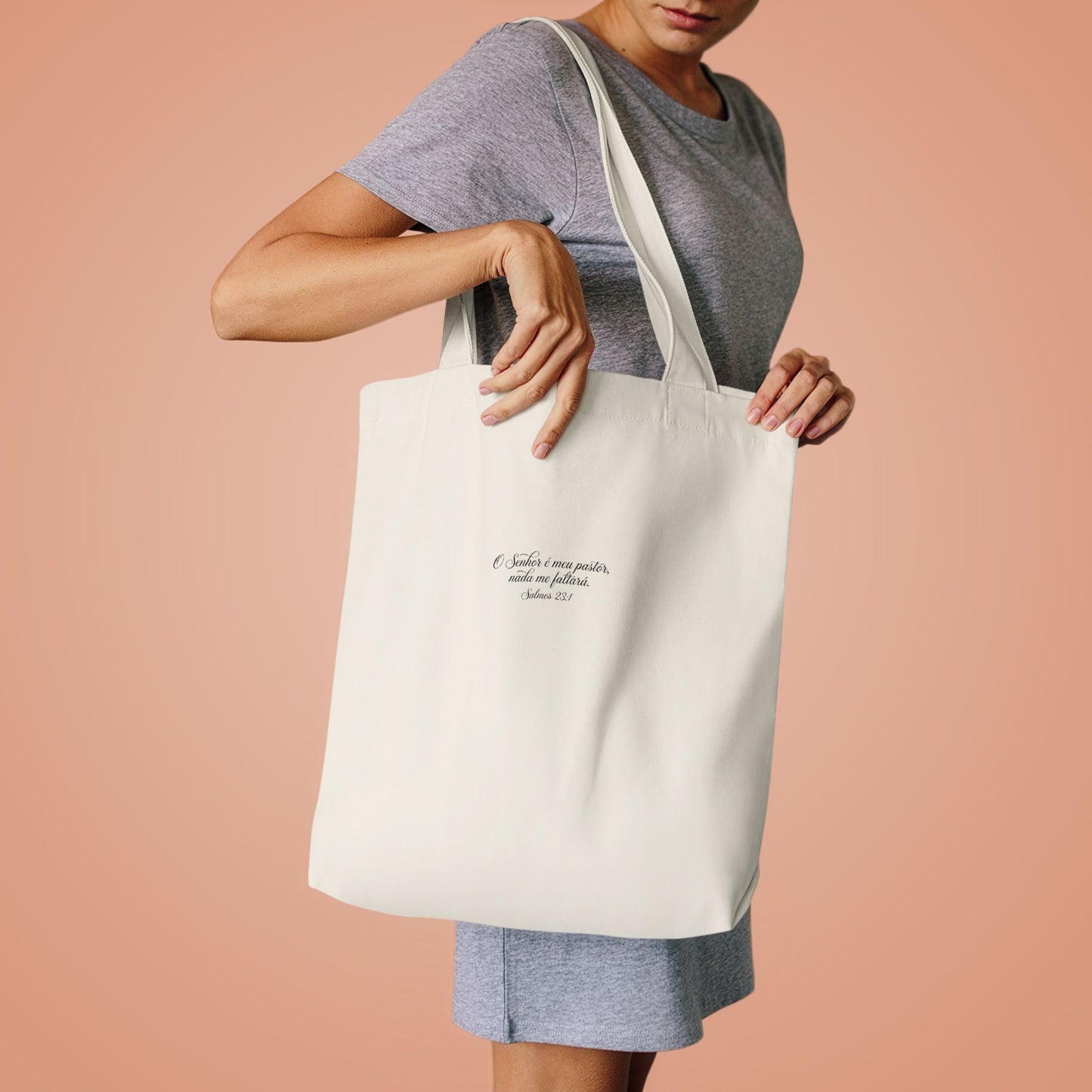 Bolsa Tote de Algodão Preto — “O Senhor é o Meu Pastor” | Salmos 23:1