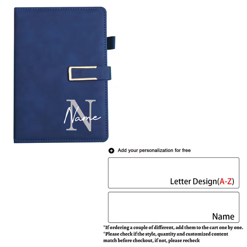 Personalized A5 PU Leather Notebook | Custom Journal with Pen Holder for Work, School & Travel