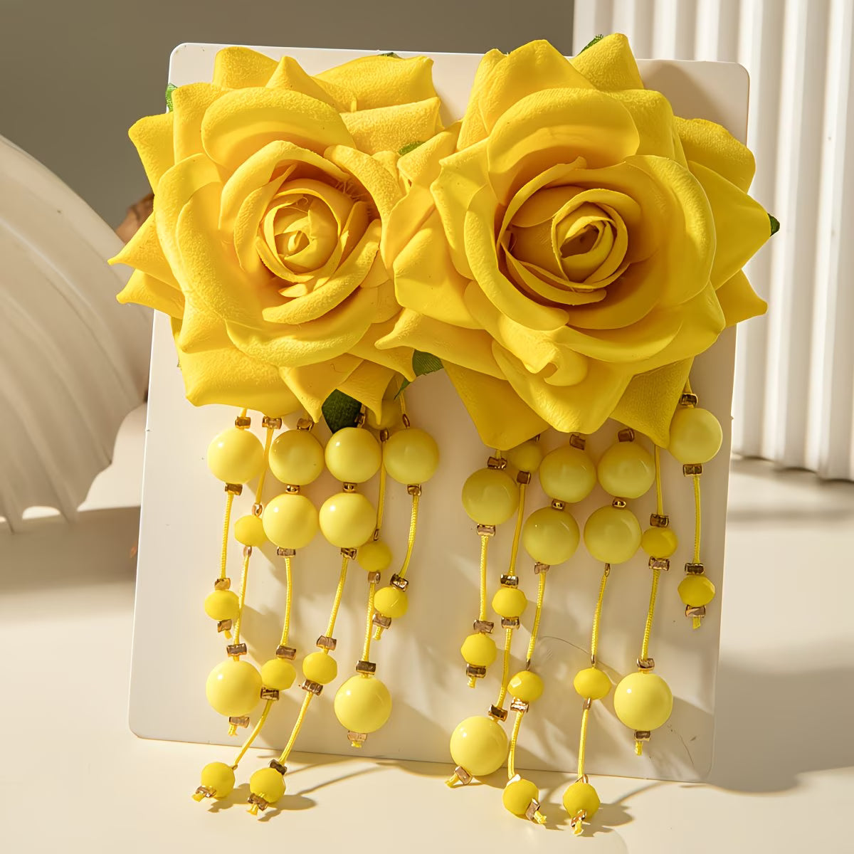 RoséCharm™ Faux Rose Drop Earrings | Elegant Floral Tassel Earrings for Women