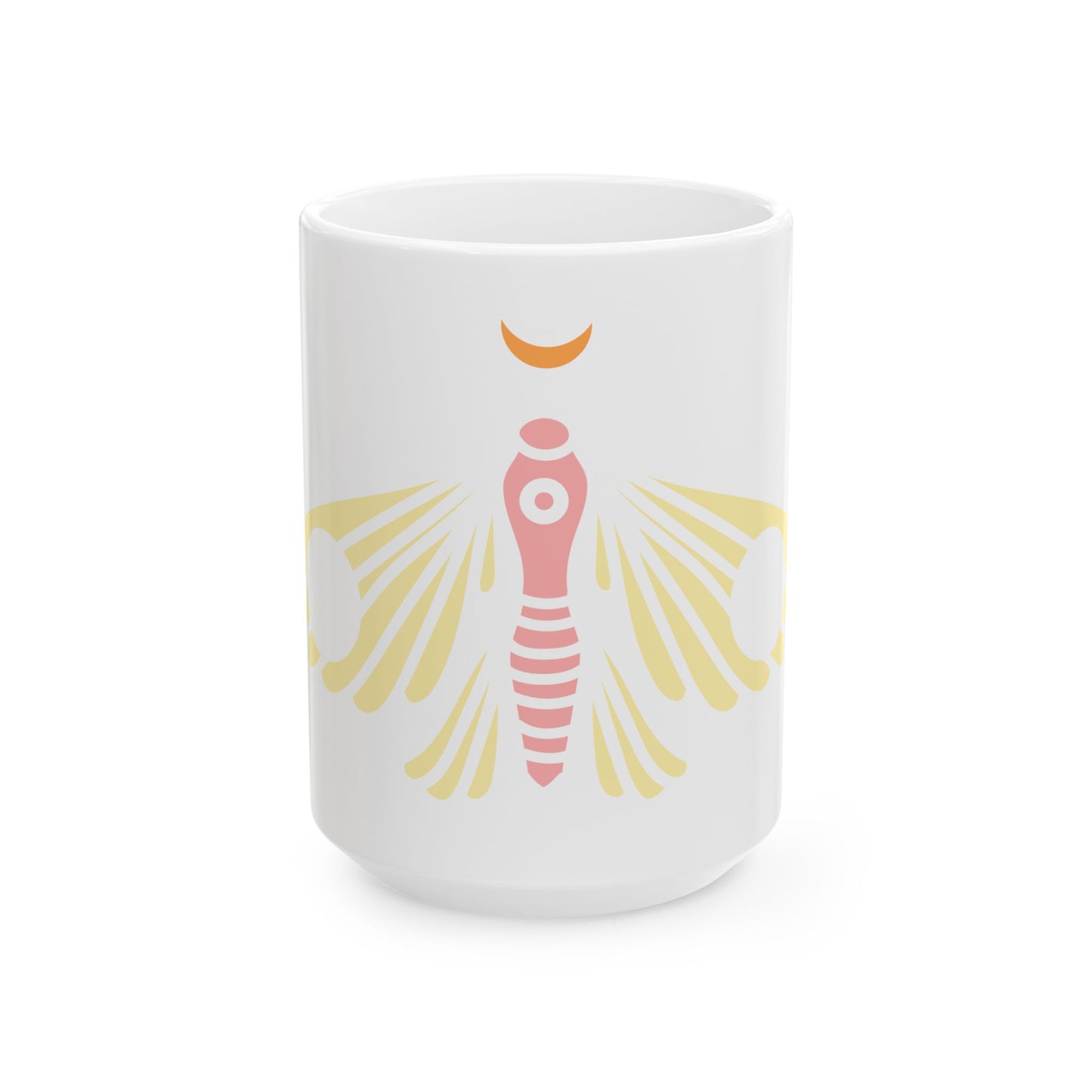 Moth & Crescent Ceramic Mug – Caneca de Cerâmica com Mariposa e Lua Crescente