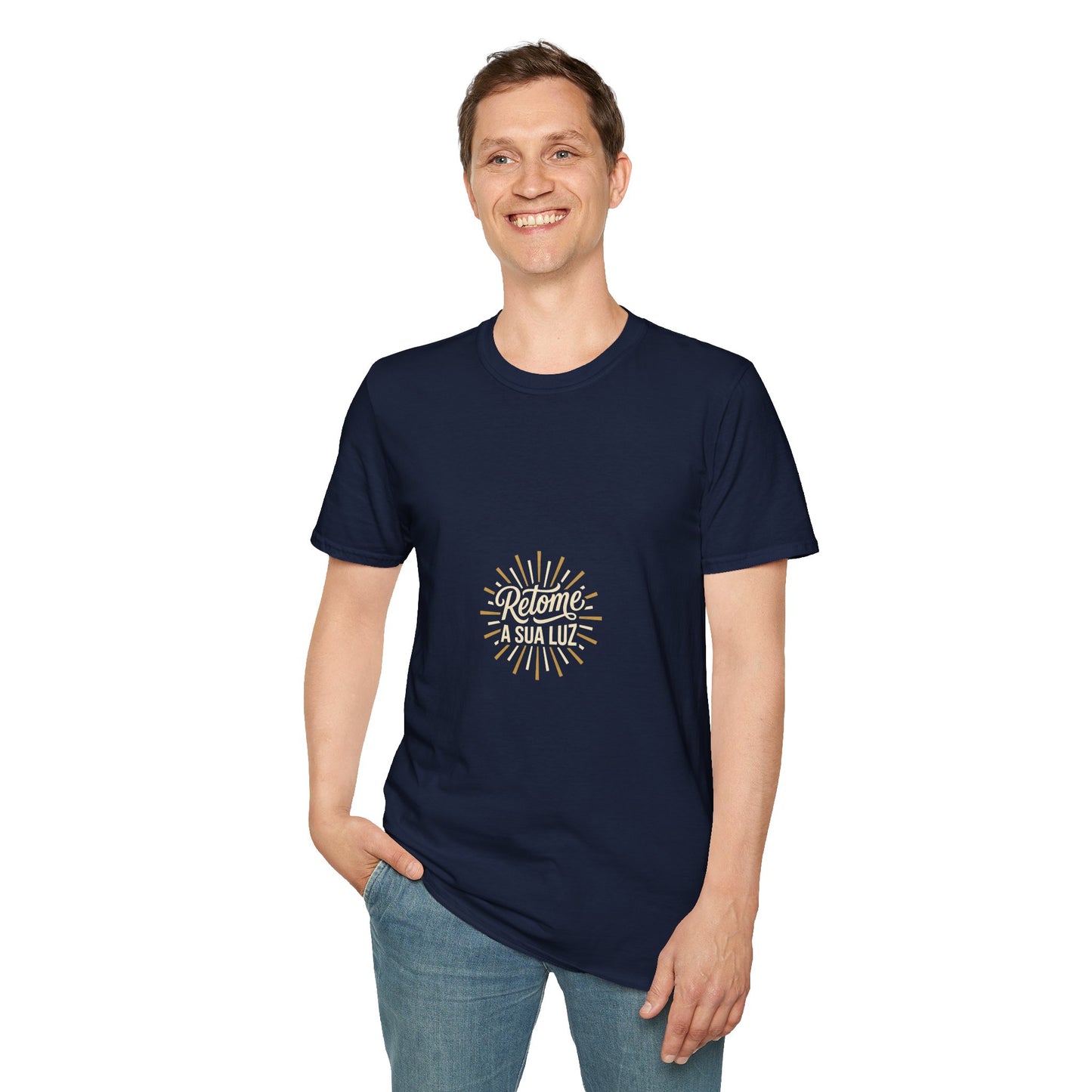 Camiseta — "Retome a sua luz" (Estampa Sunburst)