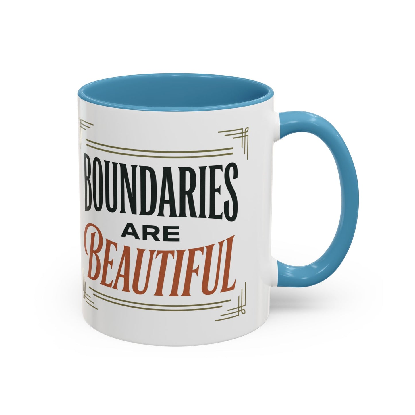 Boundaries Are Beautiful Accent Coffee Mug — Inspirational Self-Care Coffee Cup (11/15oz)
