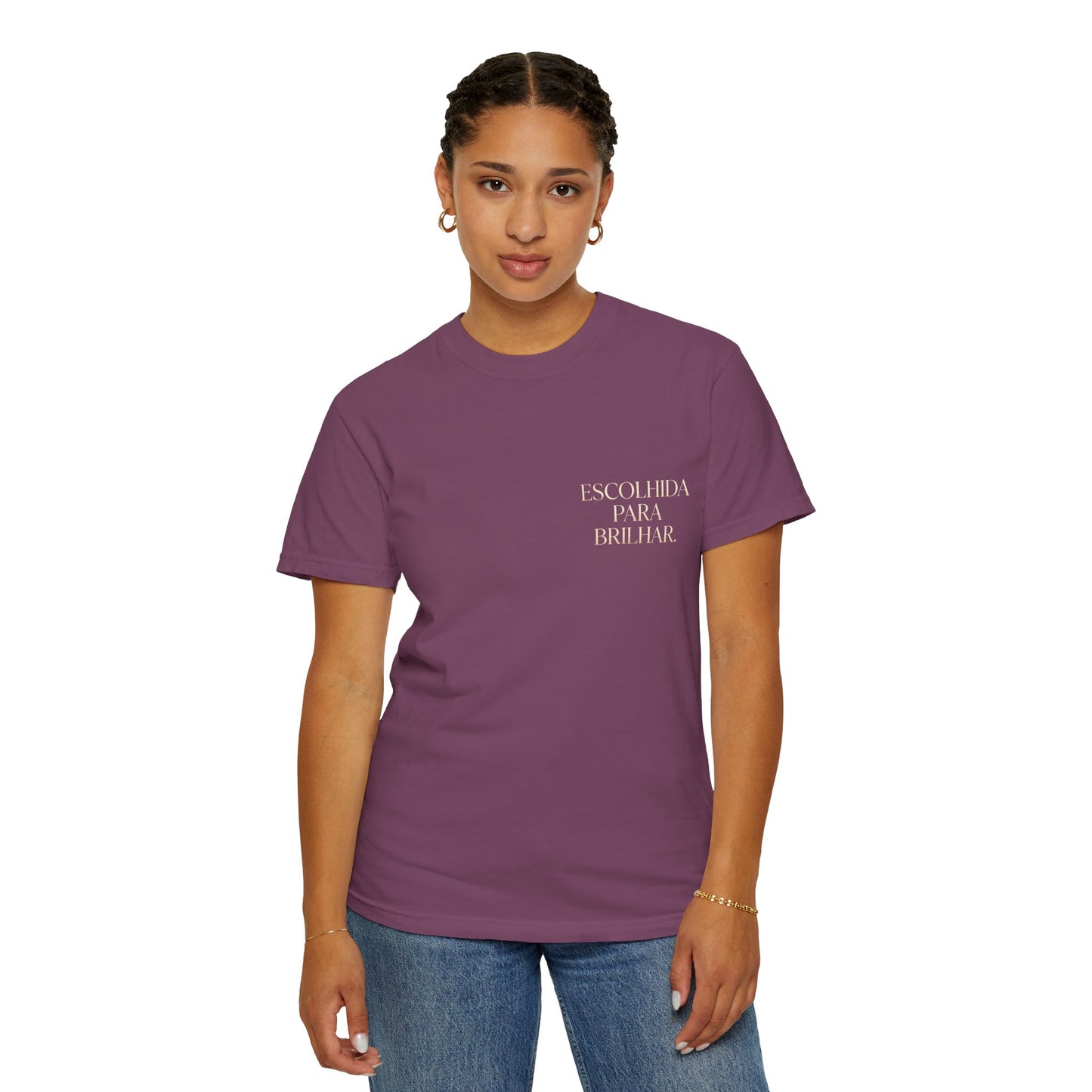 T-shirt tingida em peça "Escolhida Para Brilhar"