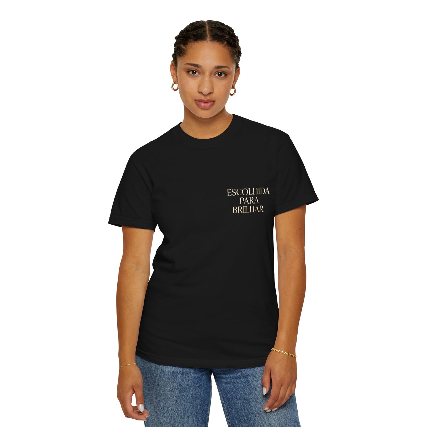 T-shirt tingida em peça "Escolhida Para Brilhar"