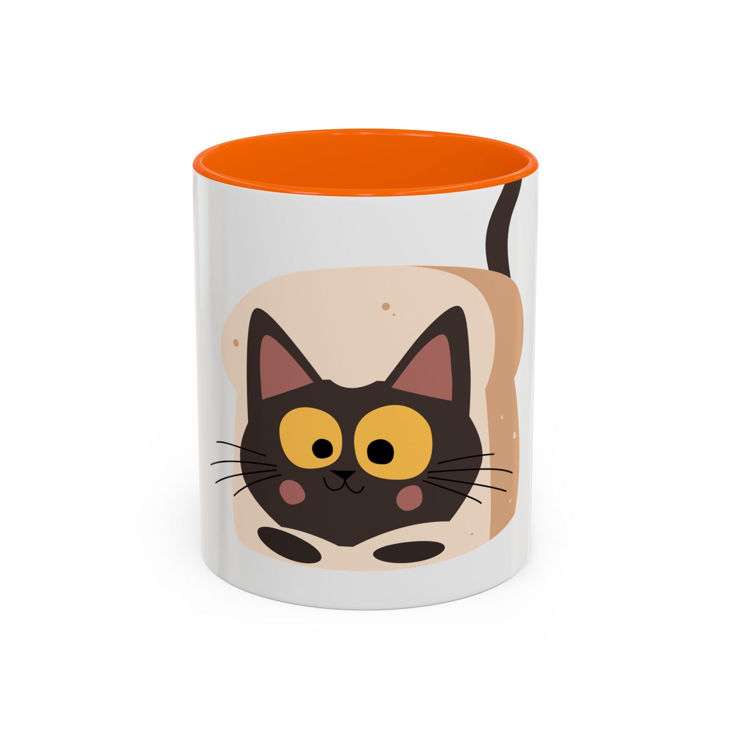 Cat in Toast Accent Coffee Mug – Cute Black Cat Breakfast Mug (11/15oz)