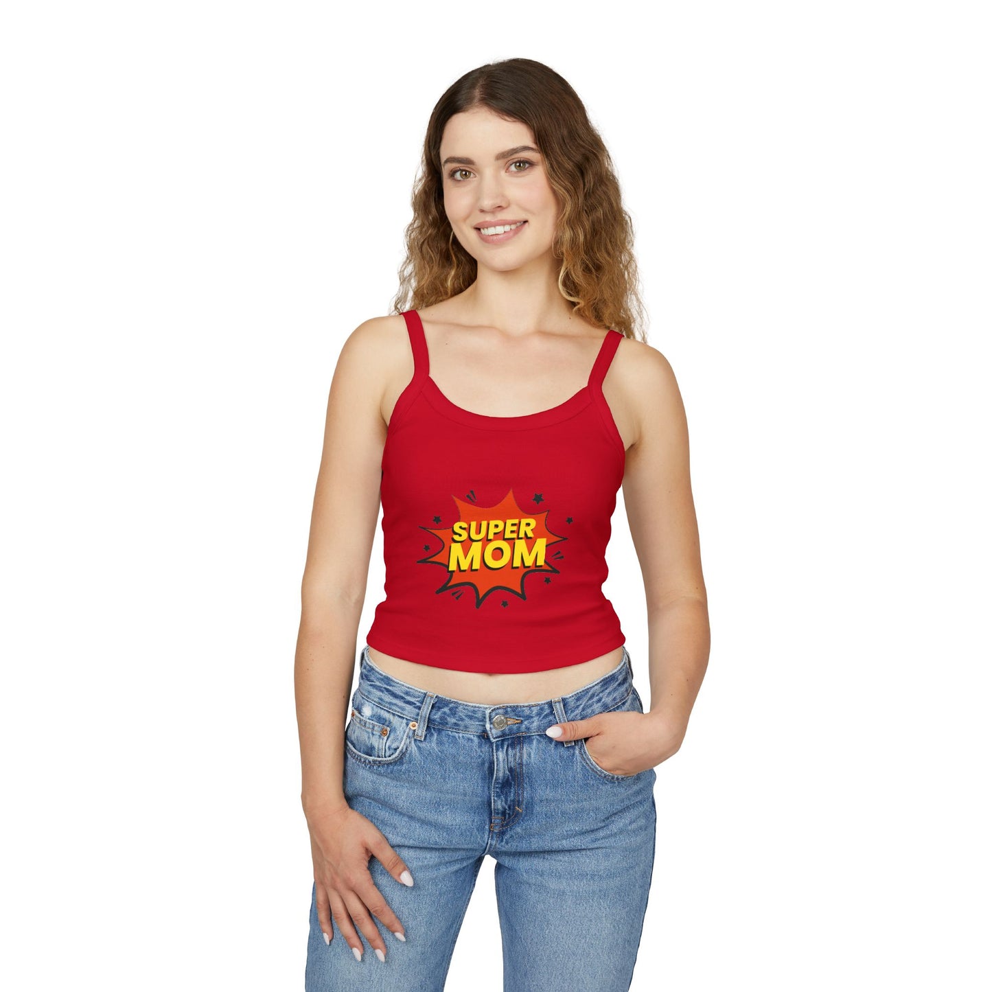 Super Mom Spaghetti Strap Tank Top – Comic-Style Mother's Day Gift