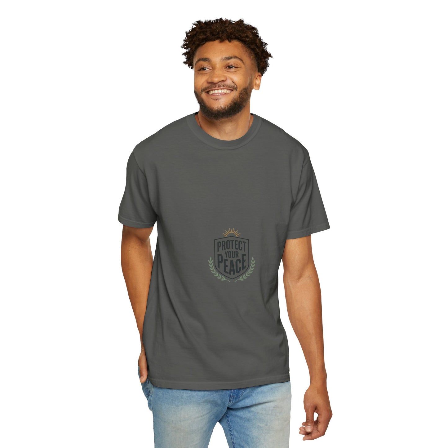 Protect Your Peace T-Shirt — Minimal Shield Graphic, Inspirational Casual Tee