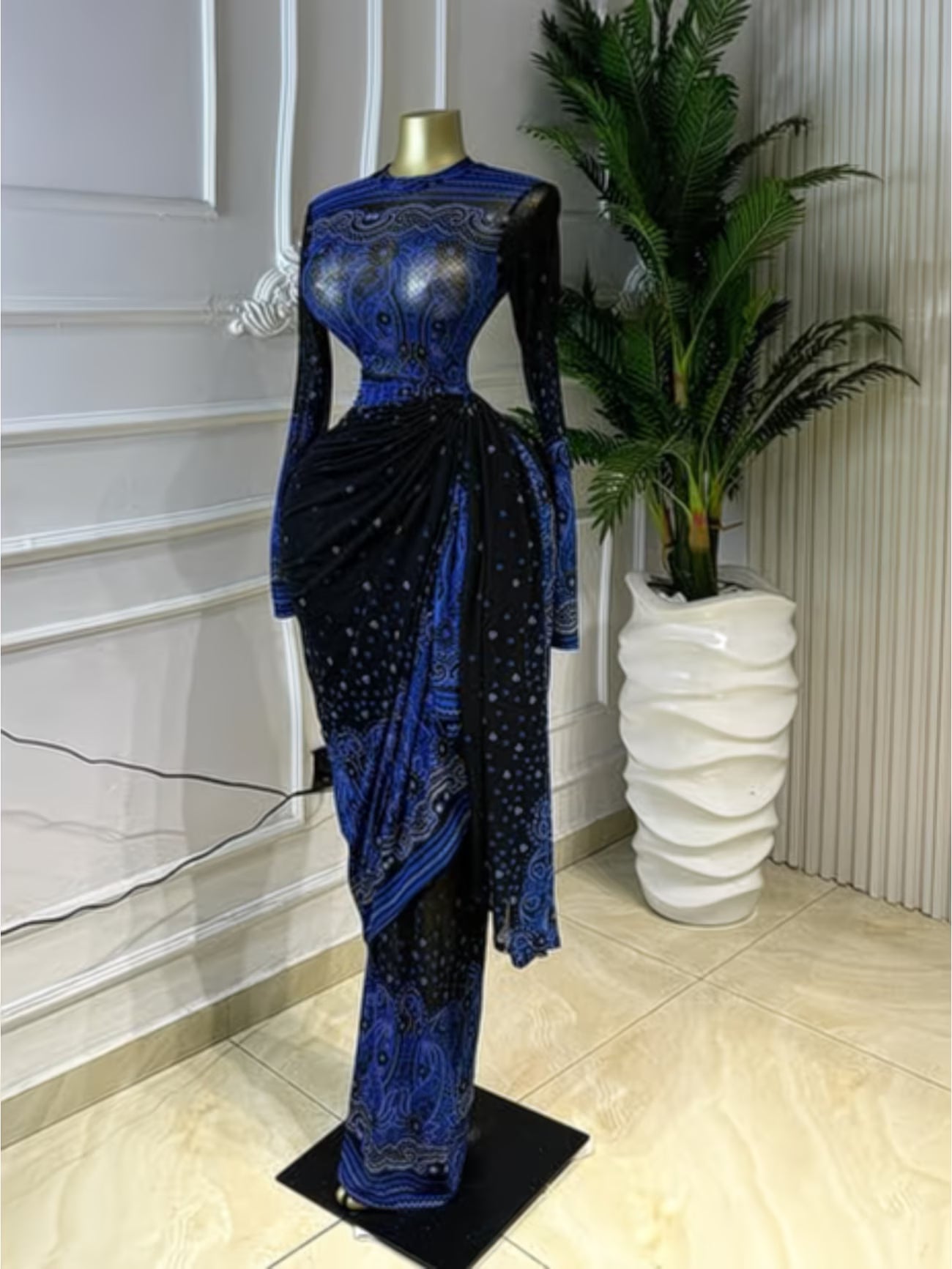 PaisleyMuse™ Ruched Waist Maxi Dress | Paisley Print Long Sleeve Wrap Dress for Women