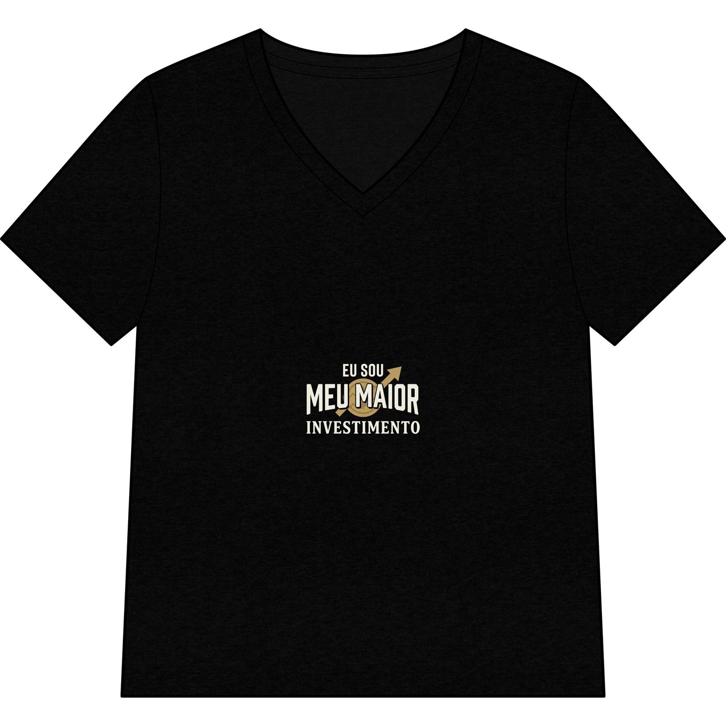 Camiseta Gola V — Top Inspirador Feminino "Eu Sou Meu Maior Investimento"