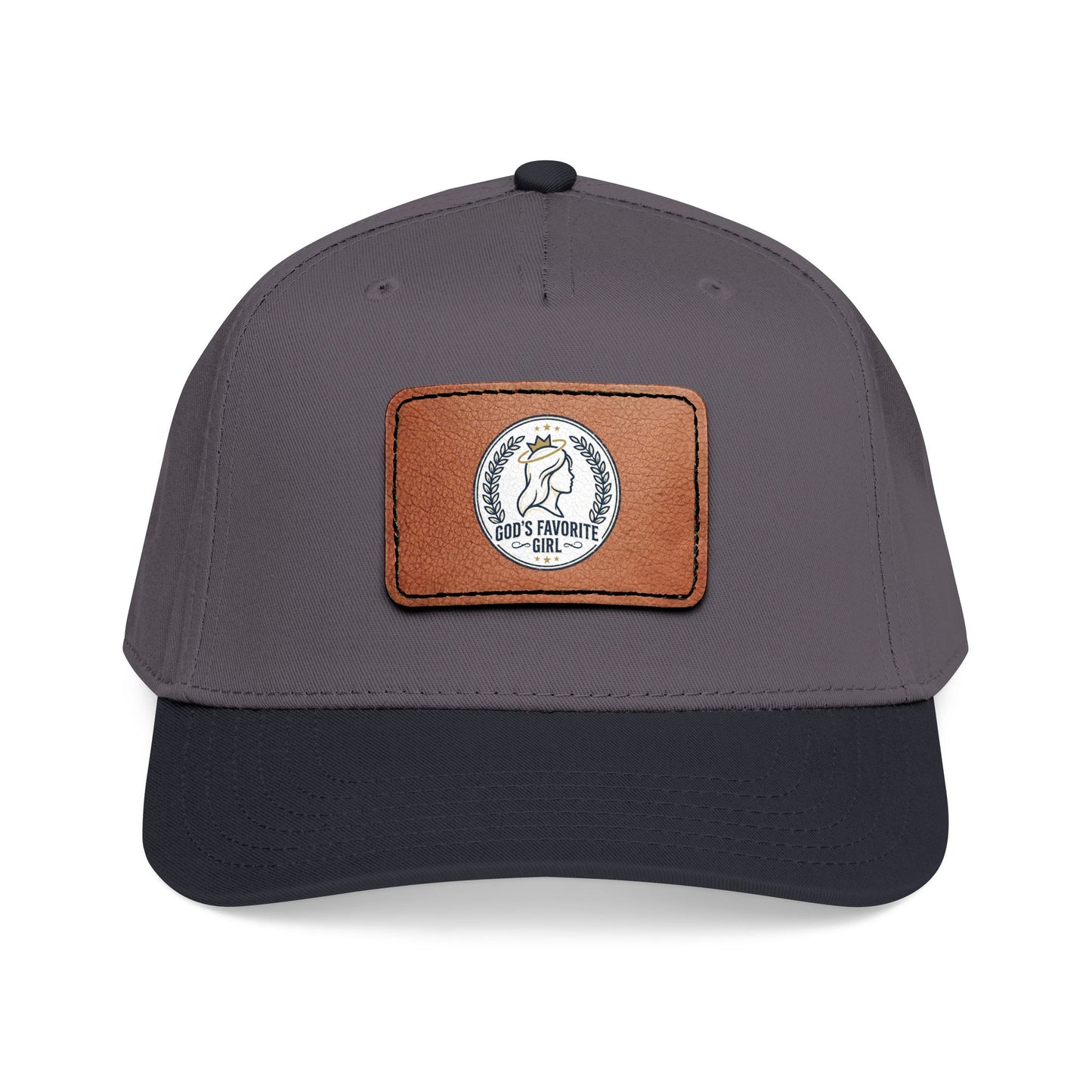 Leather Patch Baseball Cap — “God’s Favorite Girl” Vintage Logo