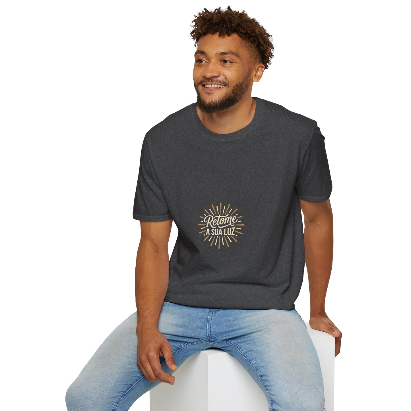 Camiseta — "Retome a sua luz" (Estampa Sunburst)