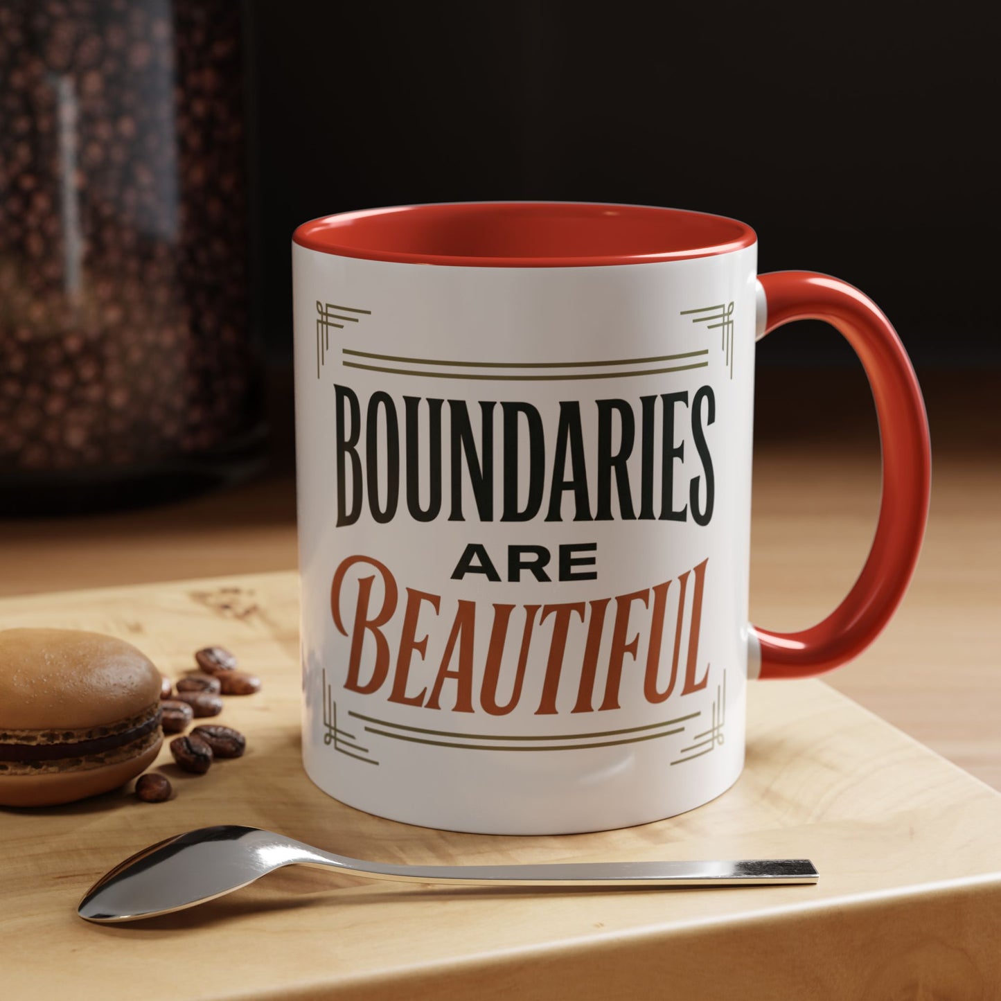 Boundaries Are Beautiful Accent Coffee Mug — Inspirational Self-Care Coffee Cup (11/15oz)