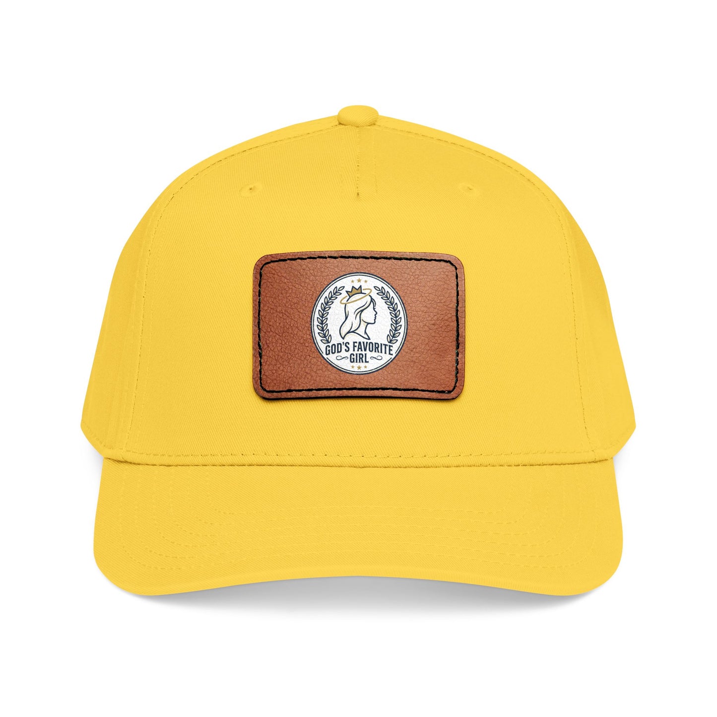 Leather Patch Baseball Cap — “God’s Favorite Girl” Vintage Logo