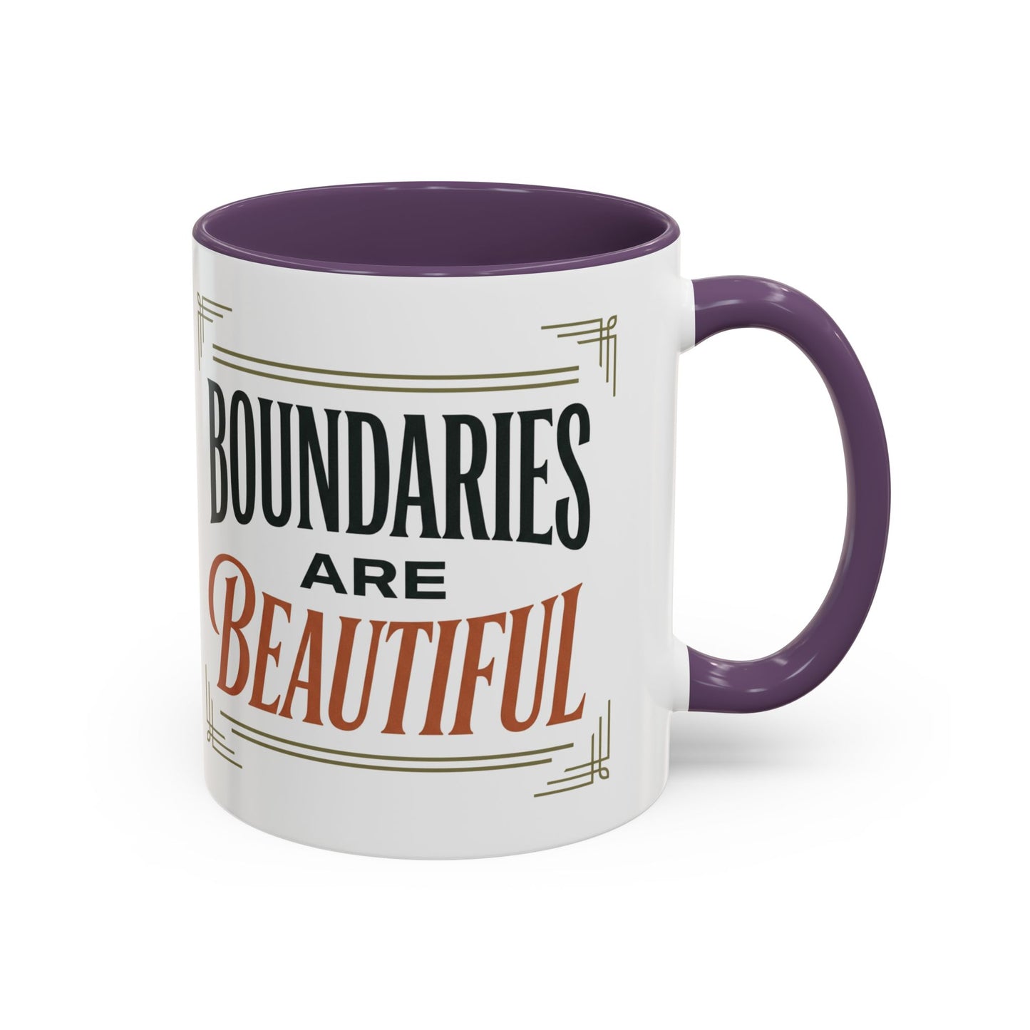 Boundaries Are Beautiful Accent Coffee Mug — Inspirational Self-Care Coffee Cup (11/15oz)