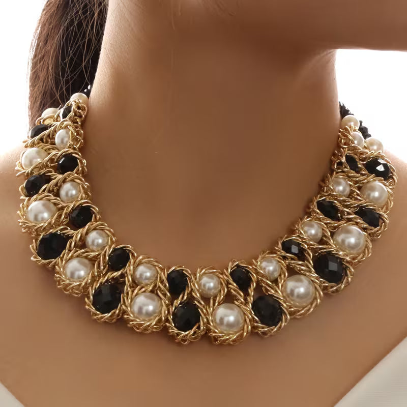 PearlMuse™ Double-Layer Pearl Necklace | Elegant Imitation Pearl Statement Necklace for Women