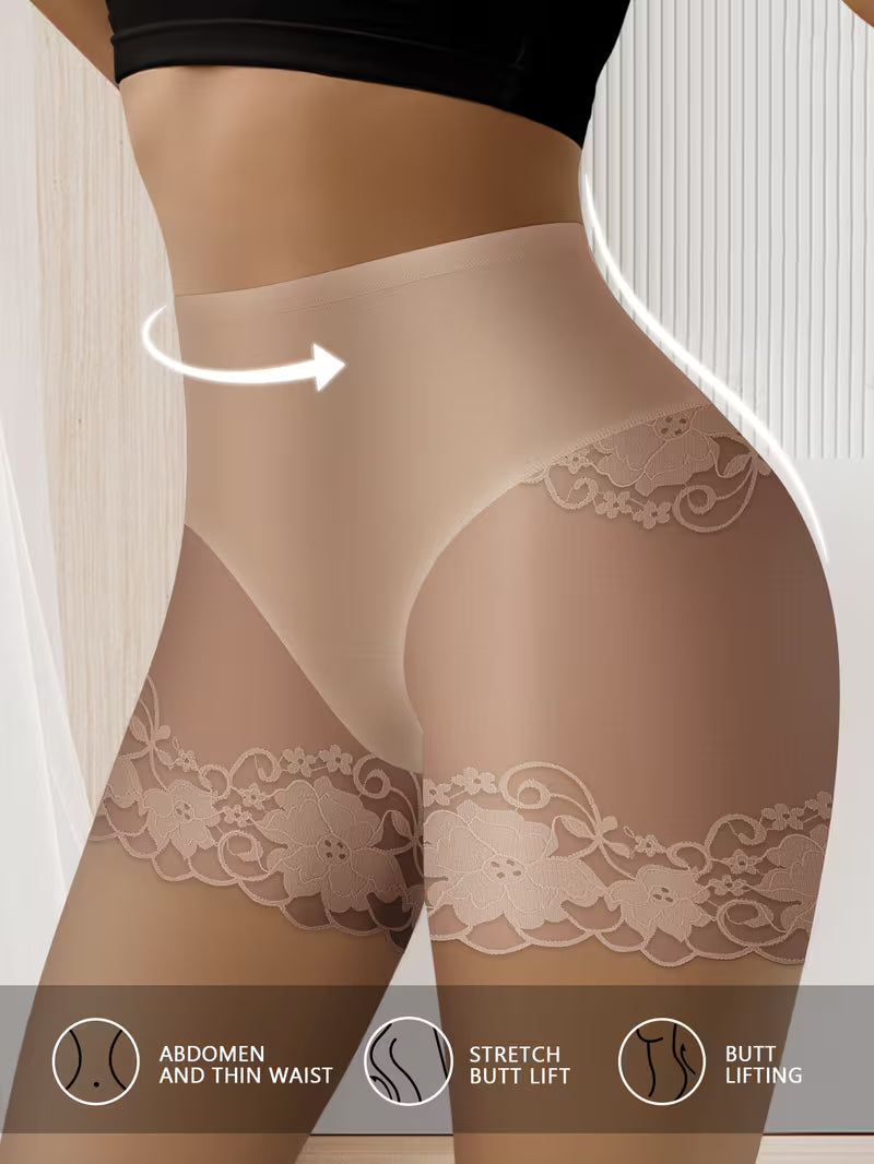 CurveSculpt™ 4-Pack Tummy Control Cheeky Briefs | Lace Trim Butt-Lifting Mid-Rise Panties for Women
