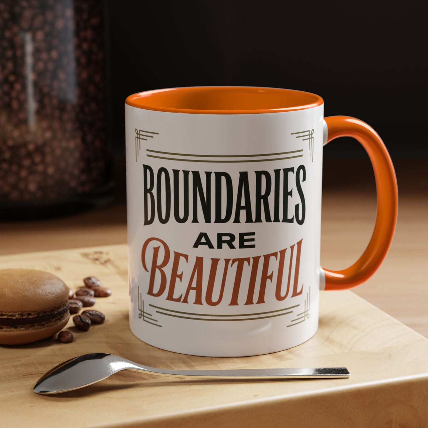Boundaries Are Beautiful Accent Coffee Mug — Inspirational Self-Care Coffee Cup (11/15oz)