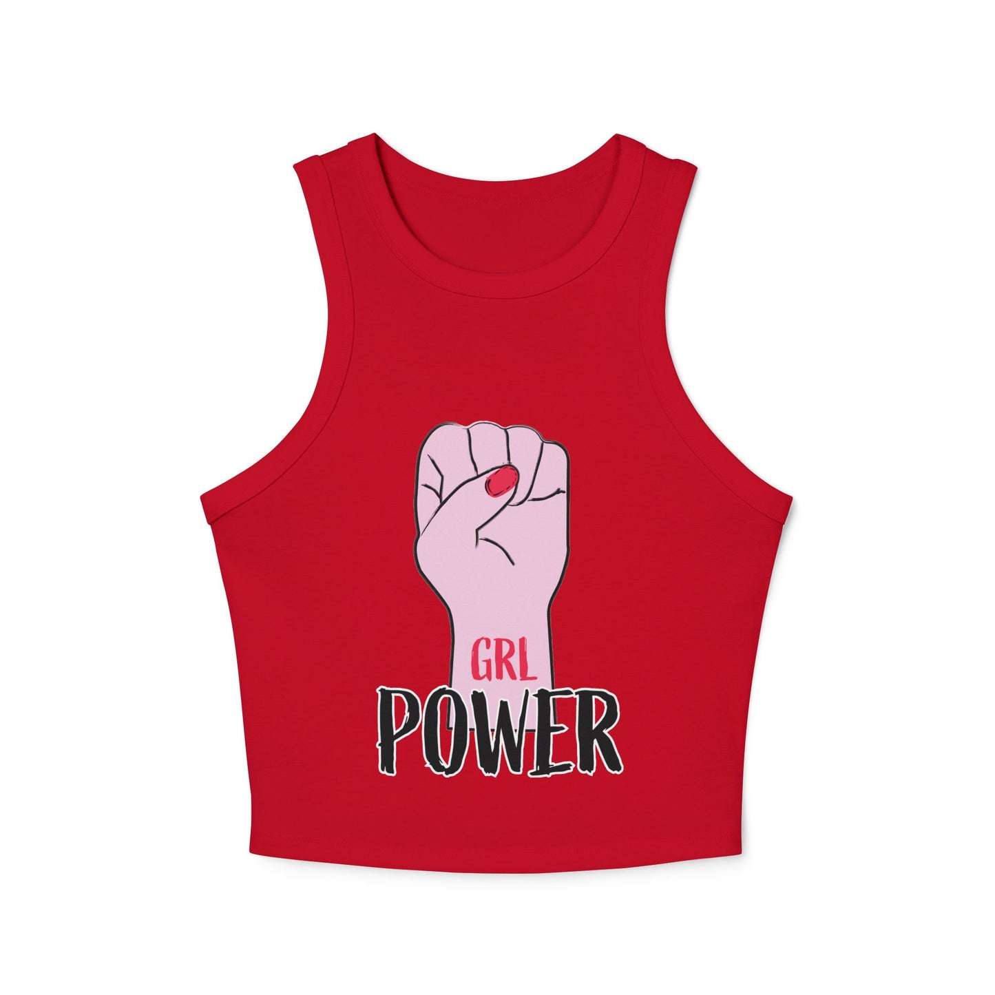 GRL Power Tank Top — Feminist Pink Fist Crop Racerback