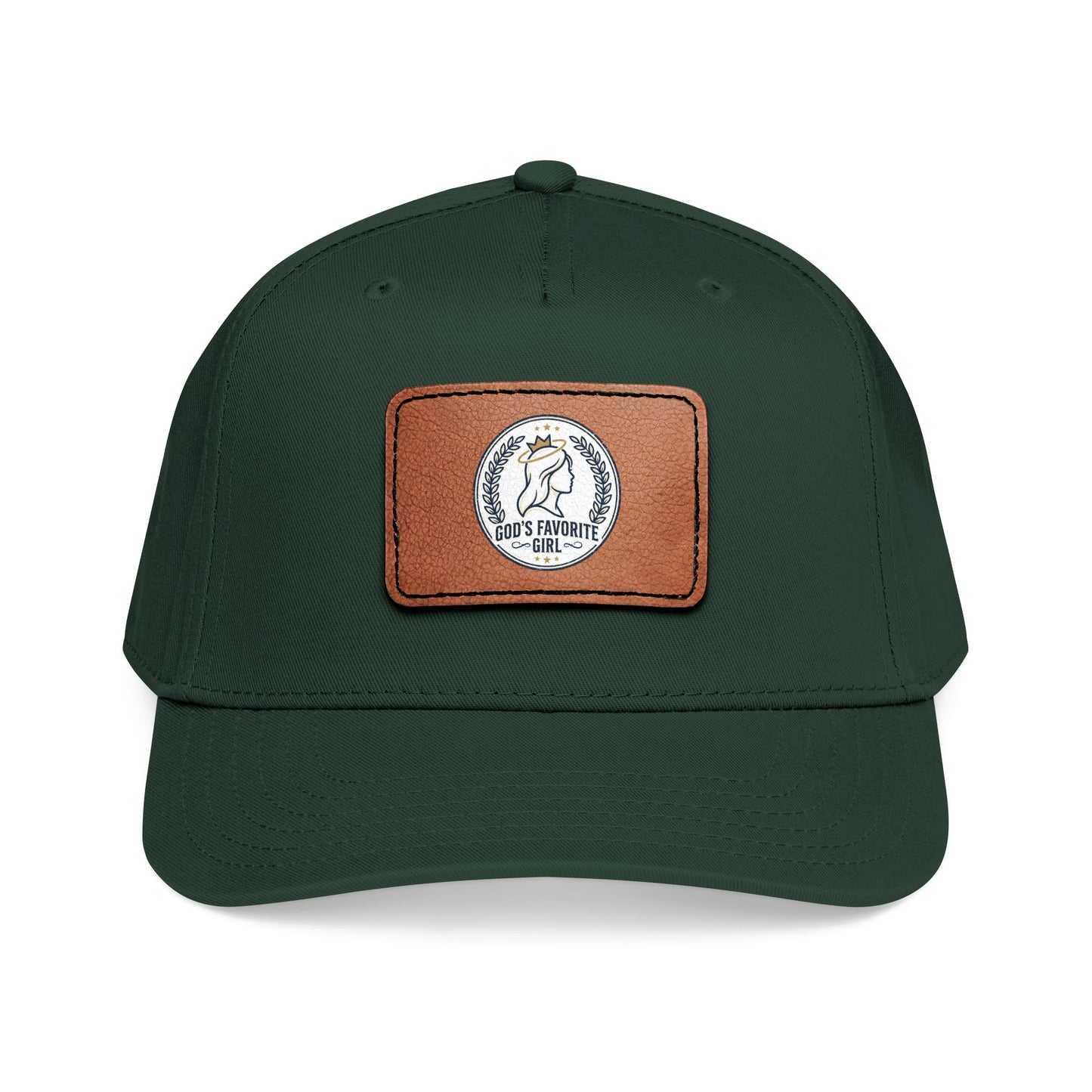Leather Patch Baseball Cap — “God’s Favorite Girl” Vintage Logo