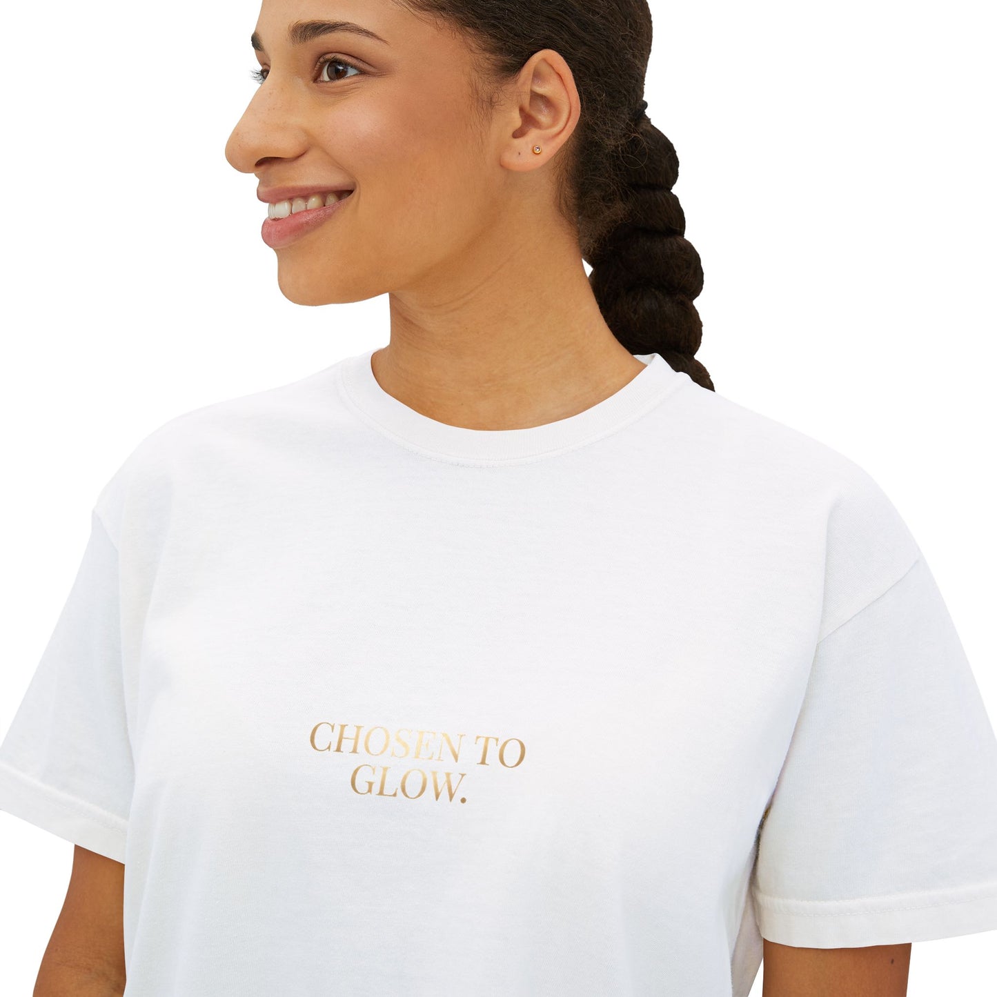 Minimalist Women's Boxy Tee — 'Carefree & Calm' Embroidered Crop T-Shirt