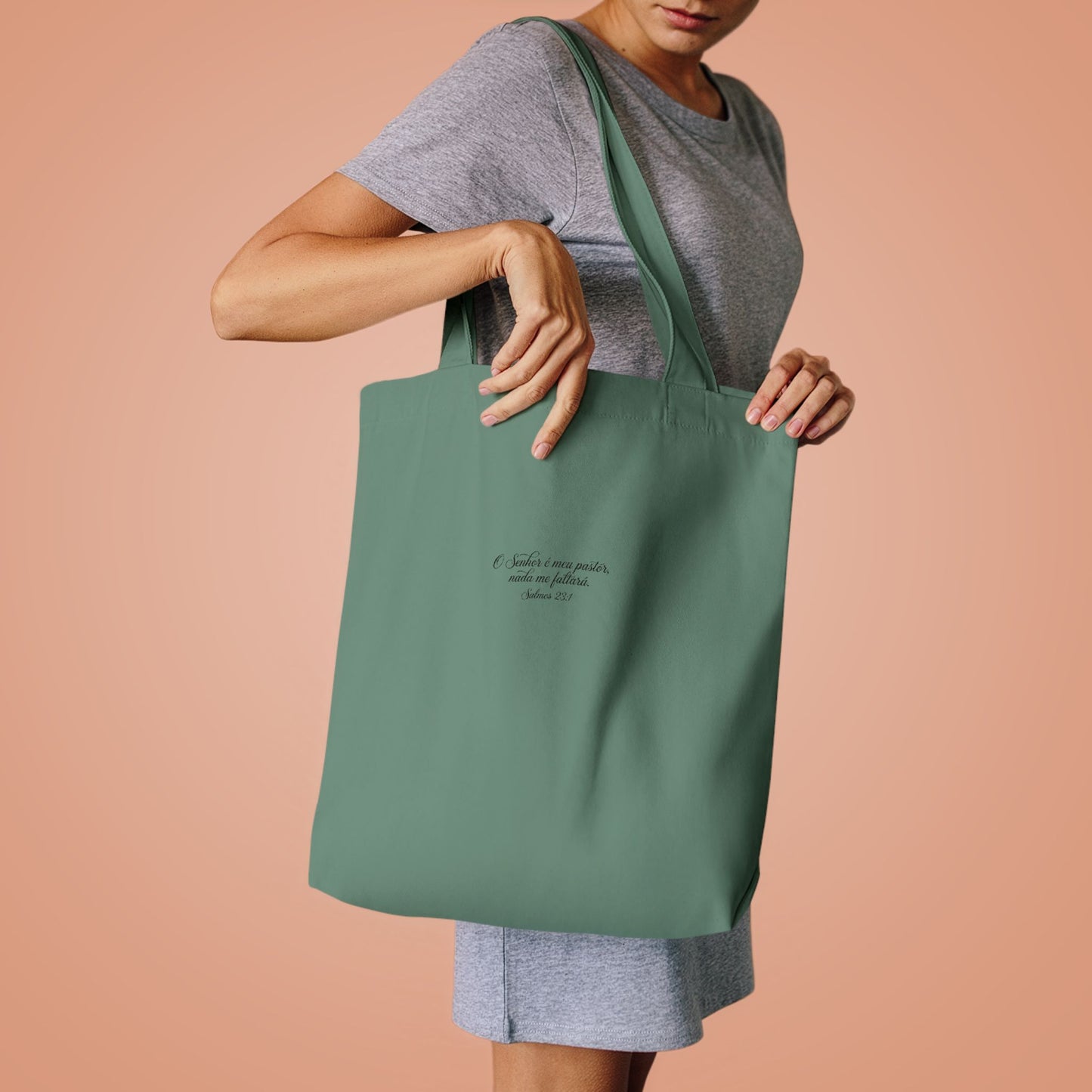 Bolsa Tote de Algodão Preto — “O Senhor é o Meu Pastor” | Salmos 23:1