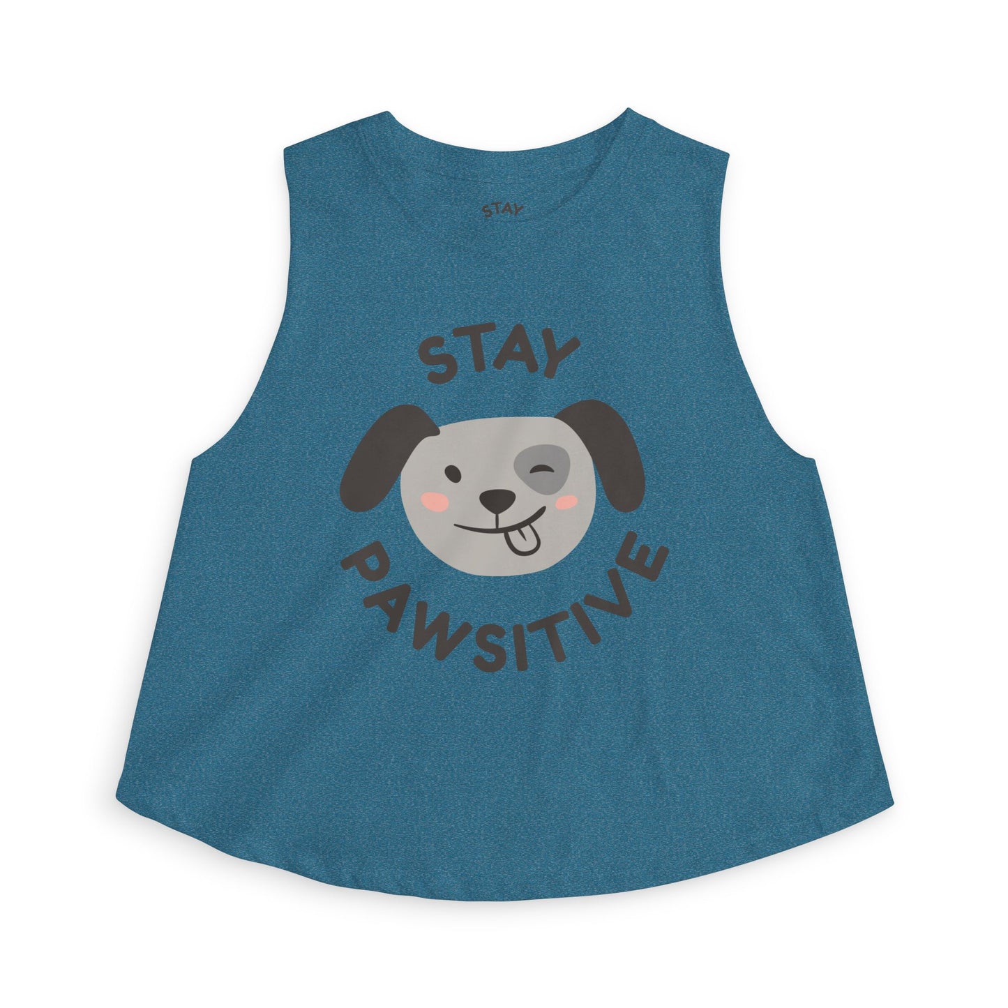 Stay Pawsitive Crop Top — Cute Dog Graphic Women's Tank