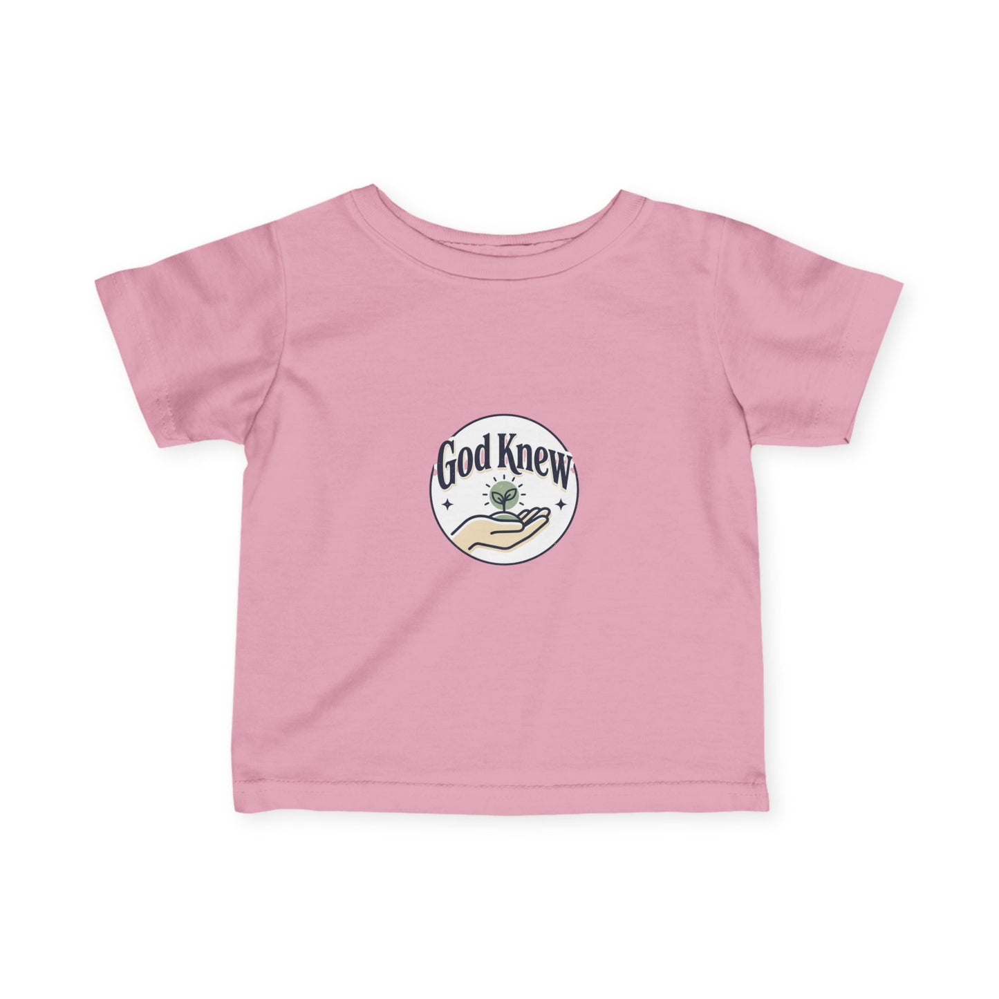 Infant Tee — "God Knew" Hand & Seedling Baby Shirt (Christian Newborn Gift)