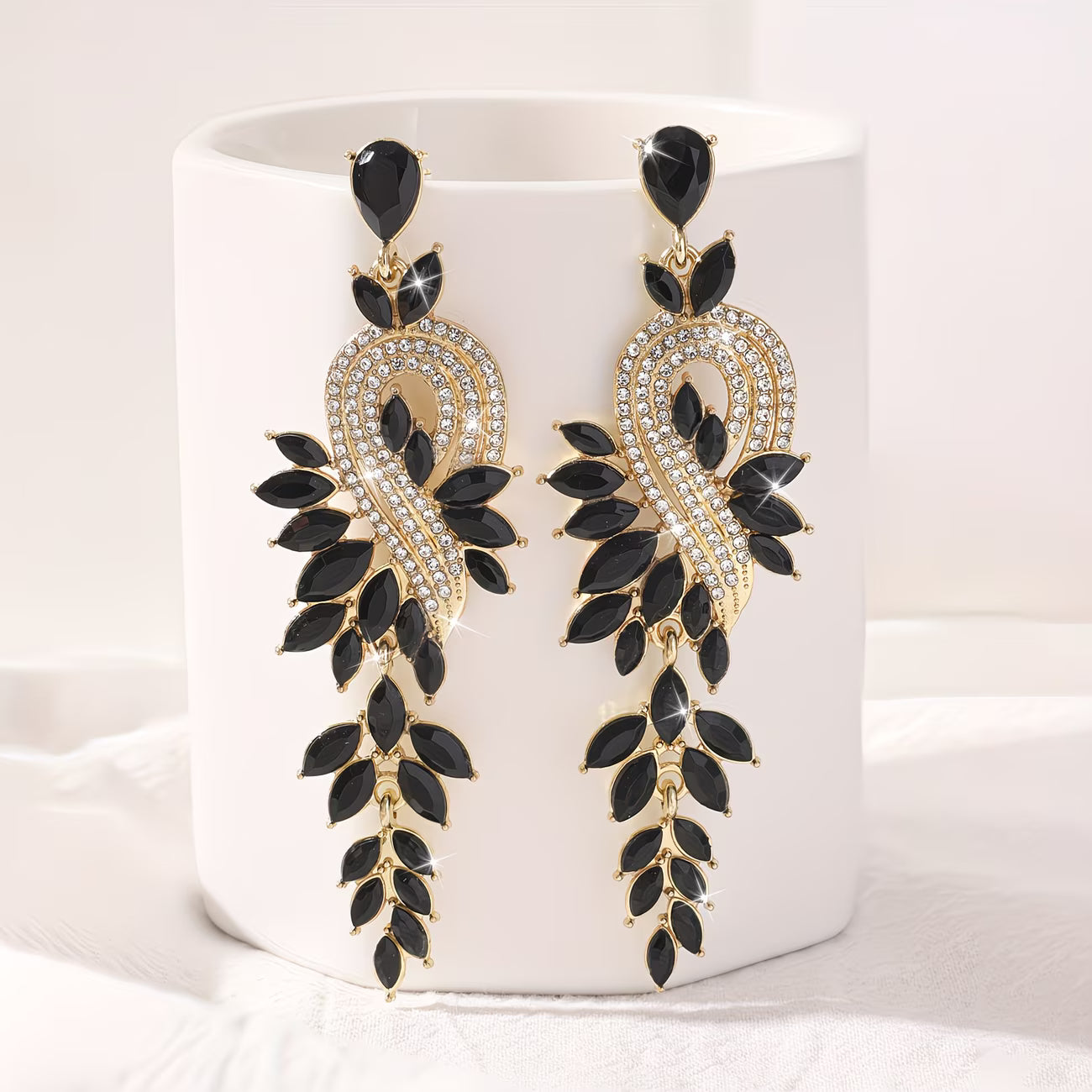 MuseNote™ Exaggerated Leaf Drop Earrings | Elegant Long Statement Earrings for Women