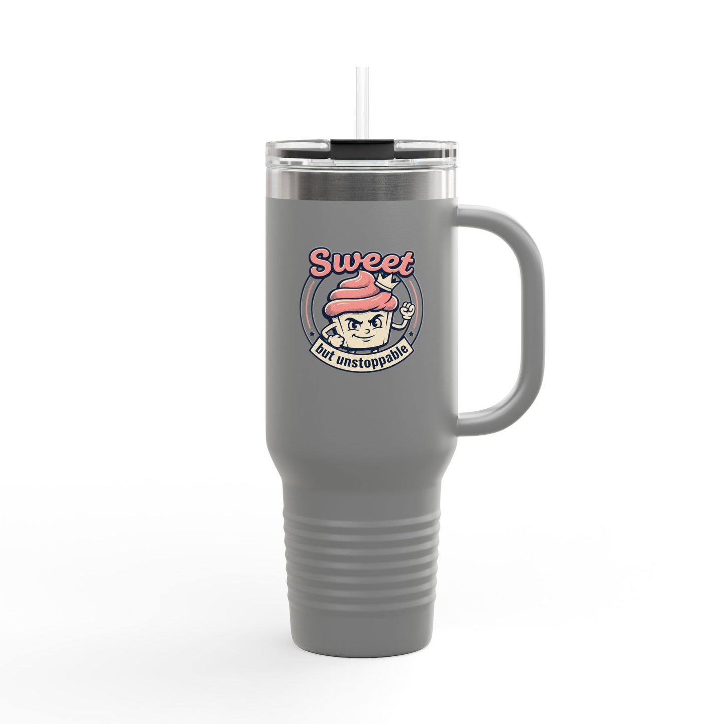 40oz Insulated Travel Mug — "Sweet but Unstoppable" Retro Dessert Design