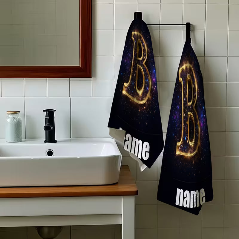 Personalized Galaxy Towel Set | Custom Name Space-Themed Travel Towels (2pcs)