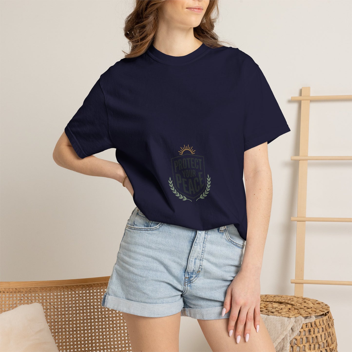 Protect Your Peace T-Shirt — Minimal Shield Graphic, Inspirational Casual Tee