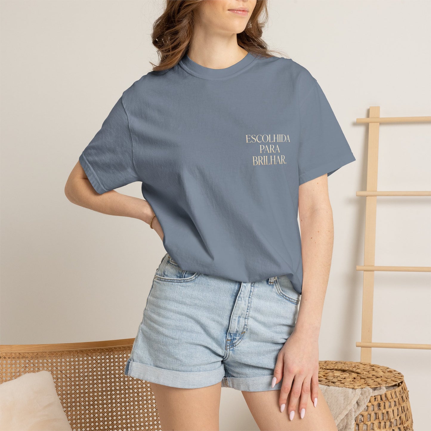 T-shirt tingida em peça "Escolhida Para Brilhar"