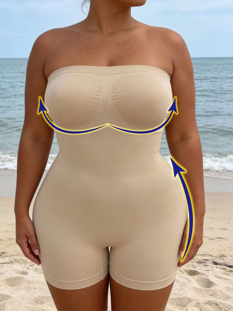 Curve Sculpt™ Plus Size Tube Top Bodysuit | Waist-Cinching Butt-Lifting Shapewear for Spring & Summer