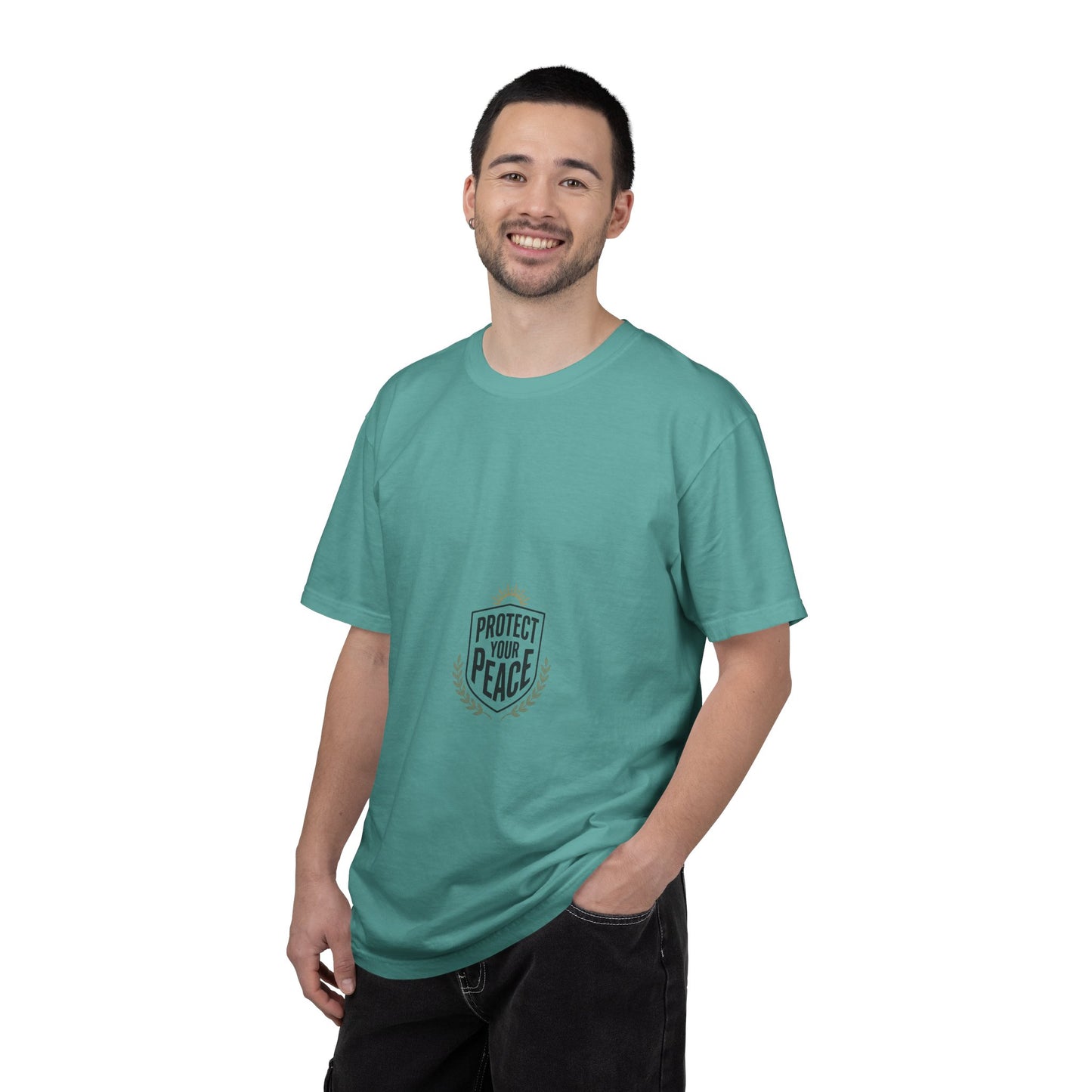 Protect Your Peace T-Shirt — Minimal Shield Graphic, Inspirational Casual Tee