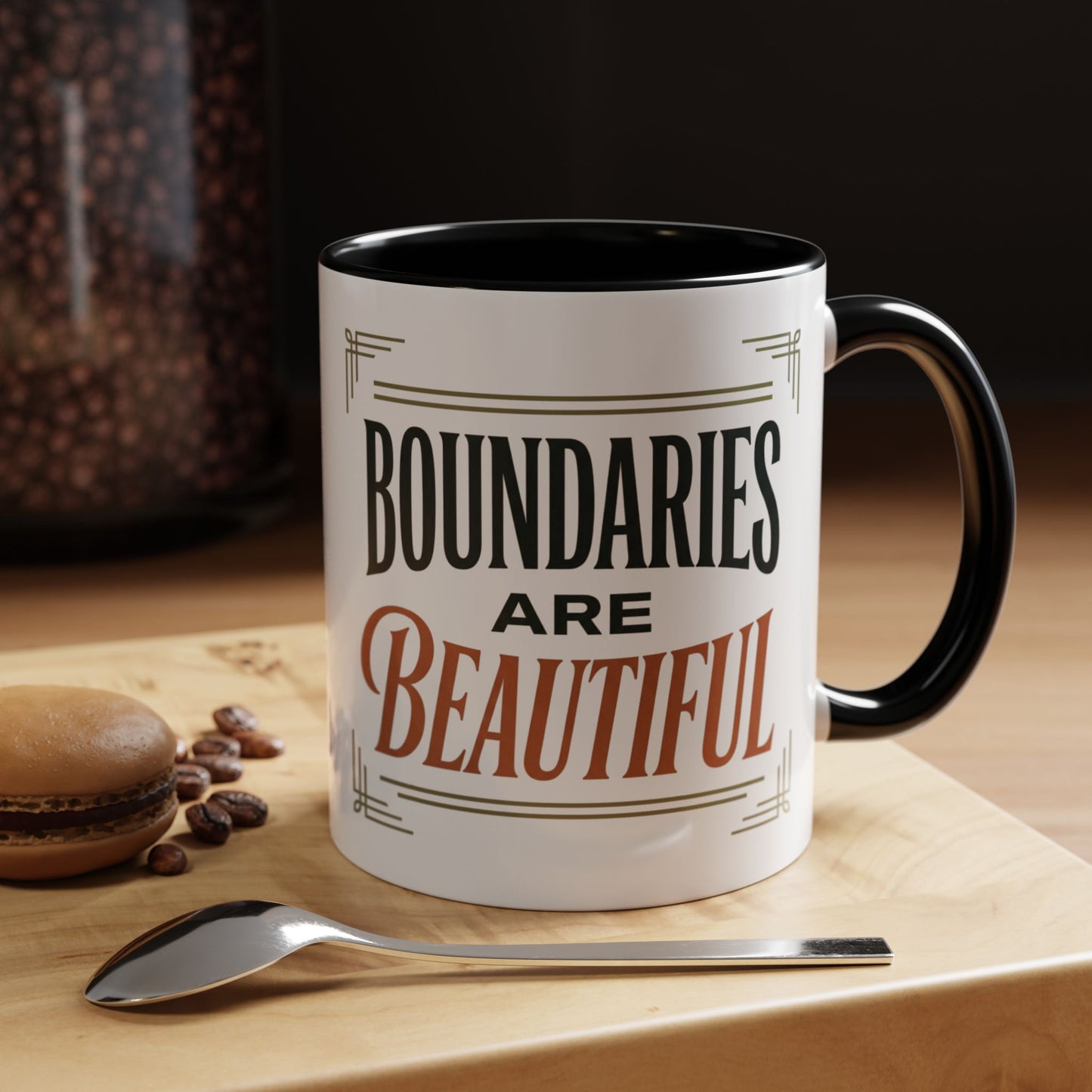Boundaries Are Beautiful Accent Coffee Mug — Inspirational Self-Care Coffee Cup (11/15oz)