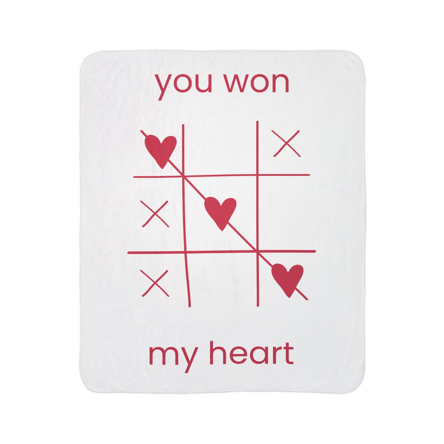 Fleece Sherpa Blanket — "You Won My Heart" Tic-Tac-Toe Valentine Throw